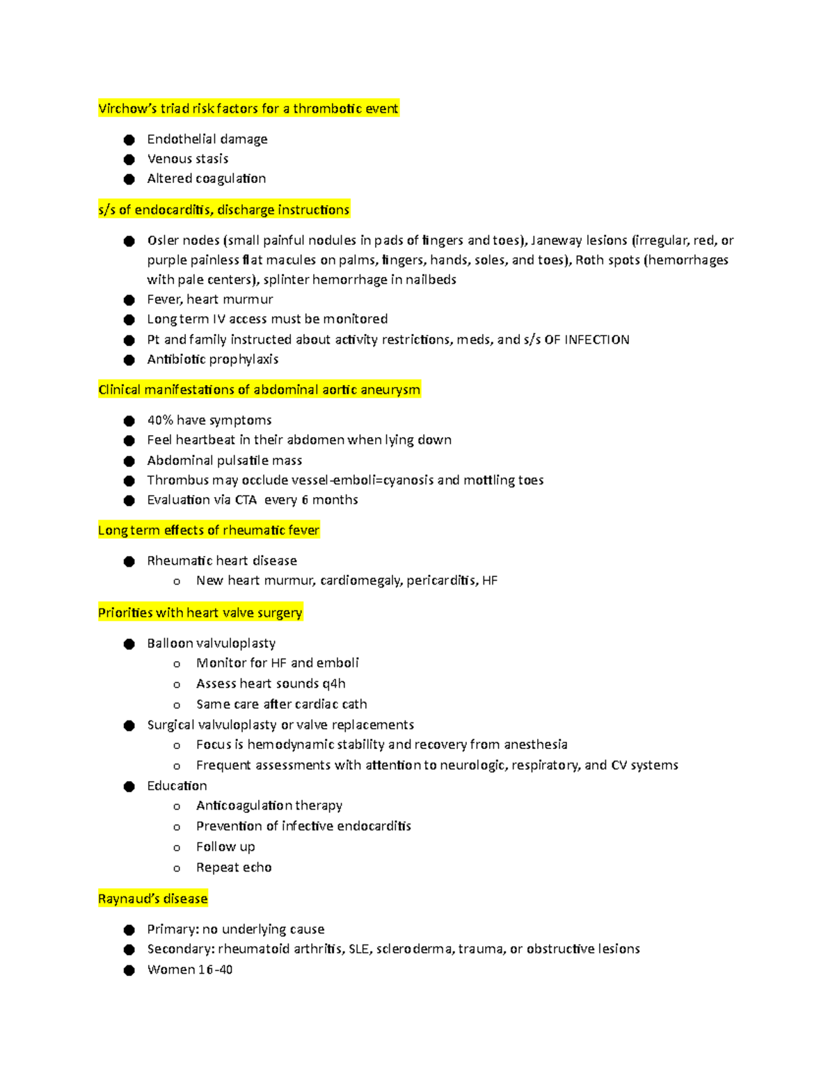 Chapters 24+26 Exam 2 Review - Virchow’s triad risk factors for a ...