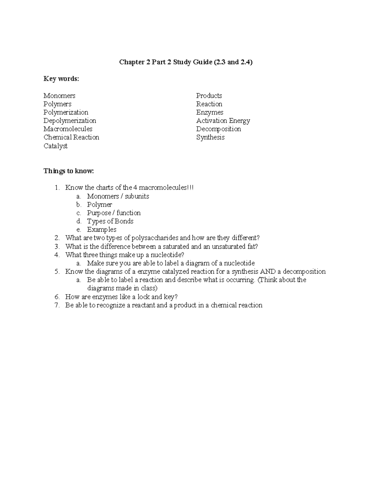 Study Guide for Chapter 2 Part 2 (Summer 2024): Key Concepts in ...