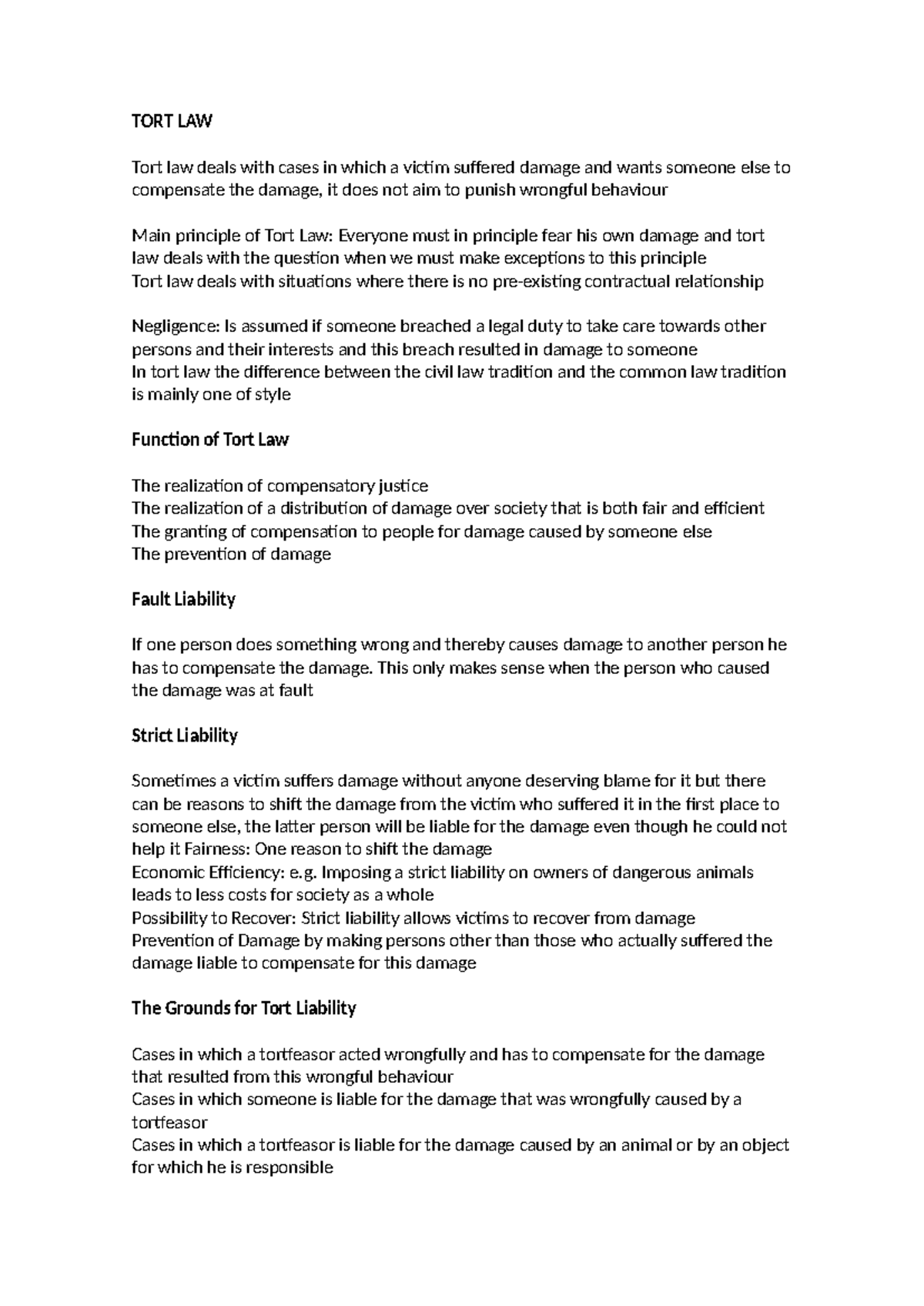 TORT LAW: Key Principles, Liability, and Compensation Mechanisms ...