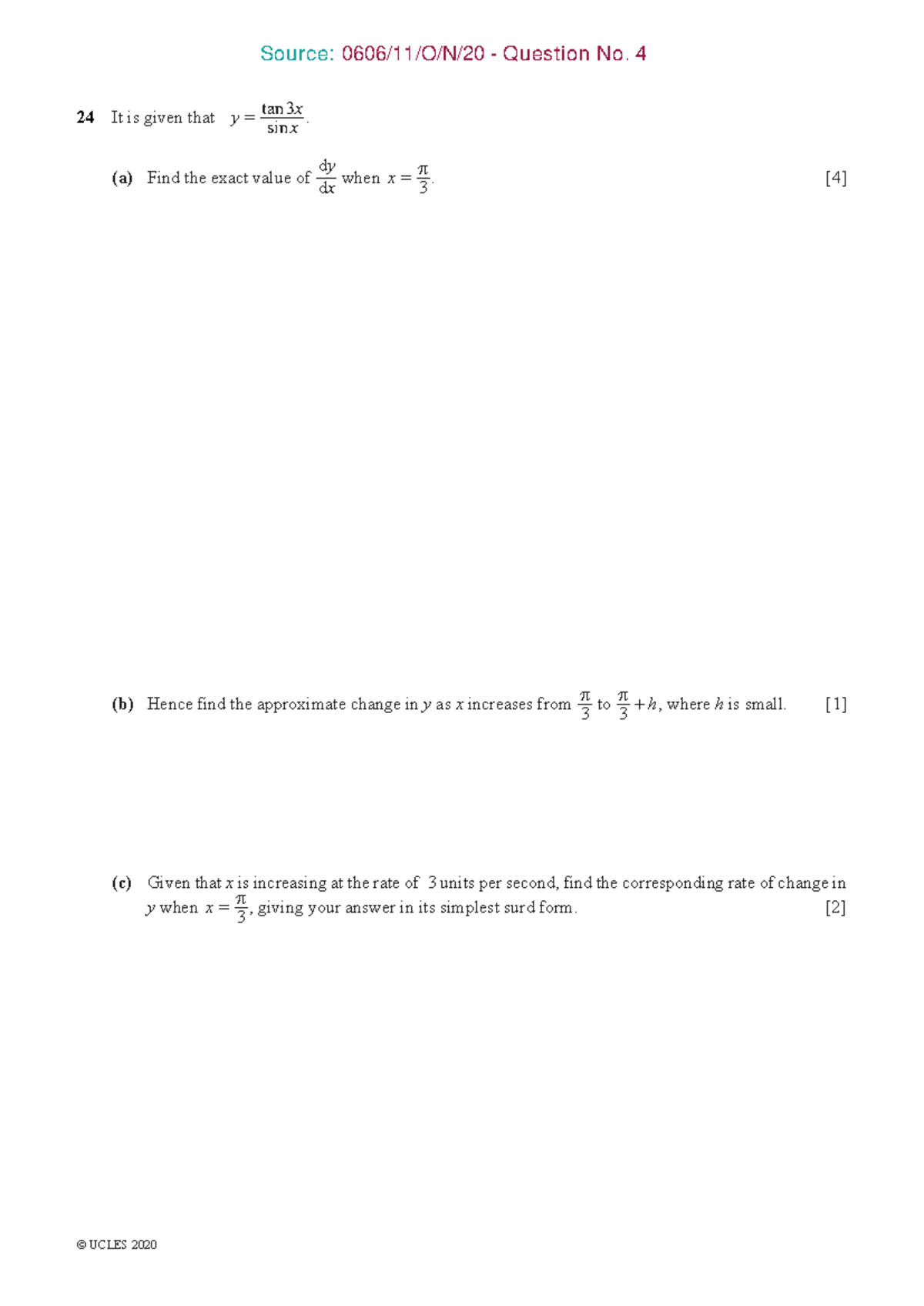 0606 Differentiation: Finding Small Increments and Changes - Studocu