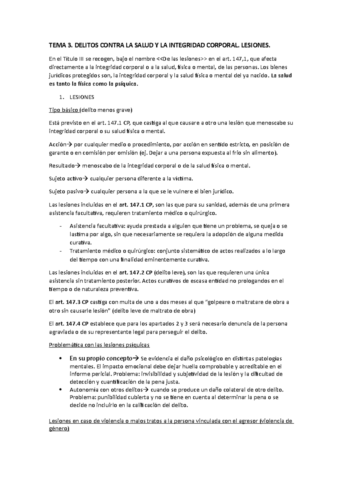 Tema 3. Lesiones: Delitos contra la Salud y la Integridad Corporal ...