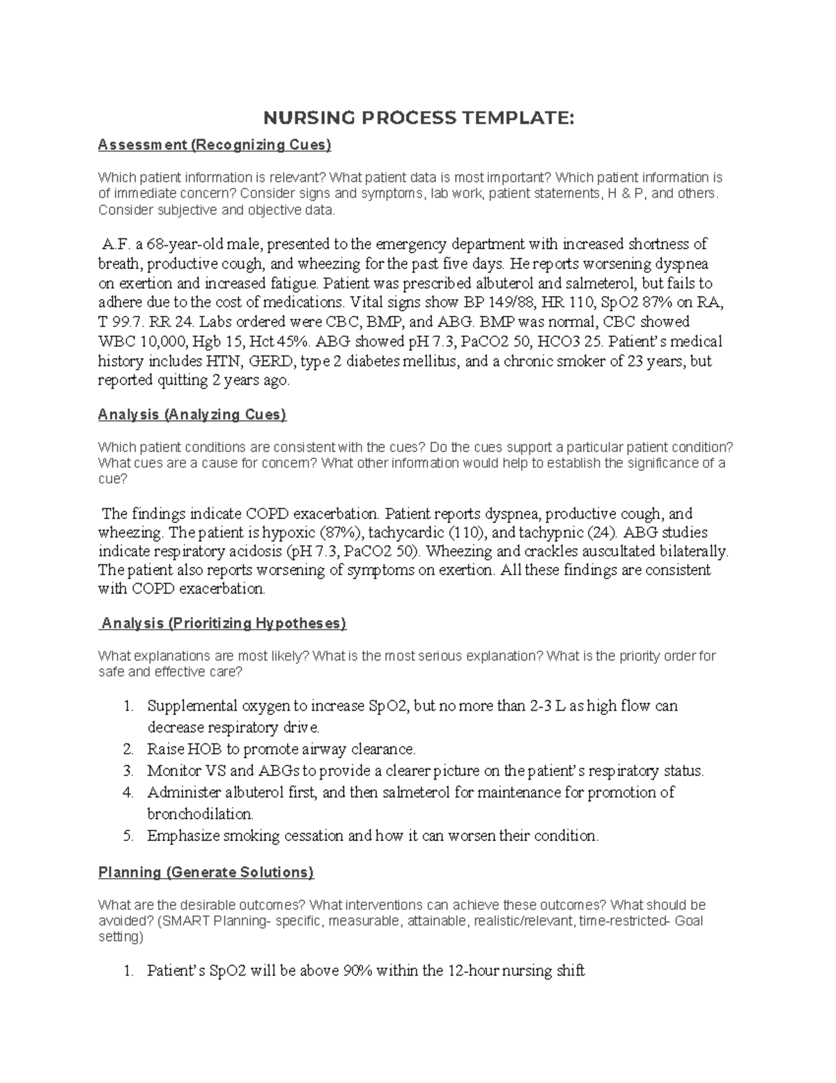 NURS 450: COPD Concept Map - Impaired Gas Exchange Analysis and Care ...