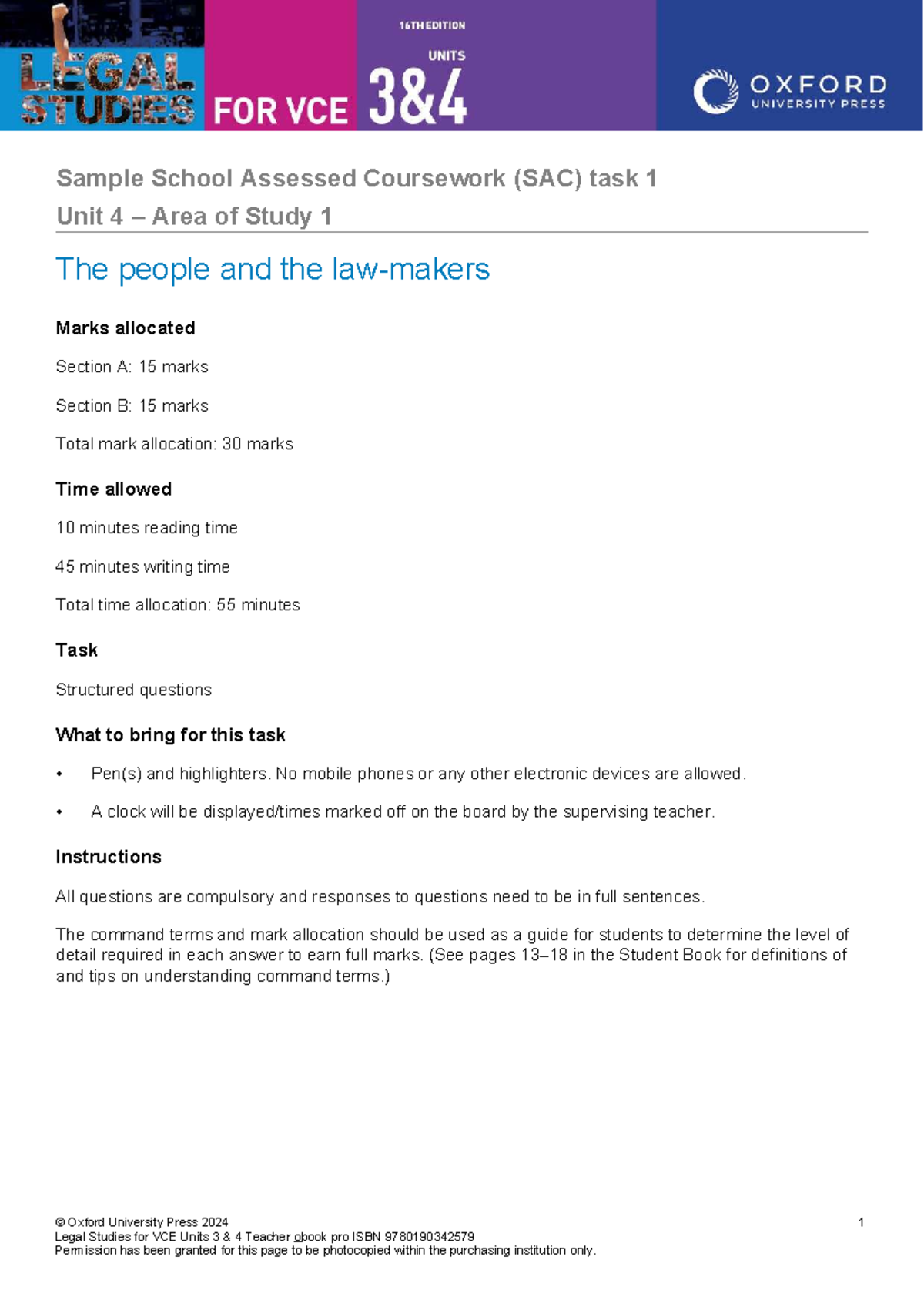 Legal 34 Unit4 Ao S1 SAC answers (1)oxford - Sample School Assessed ...