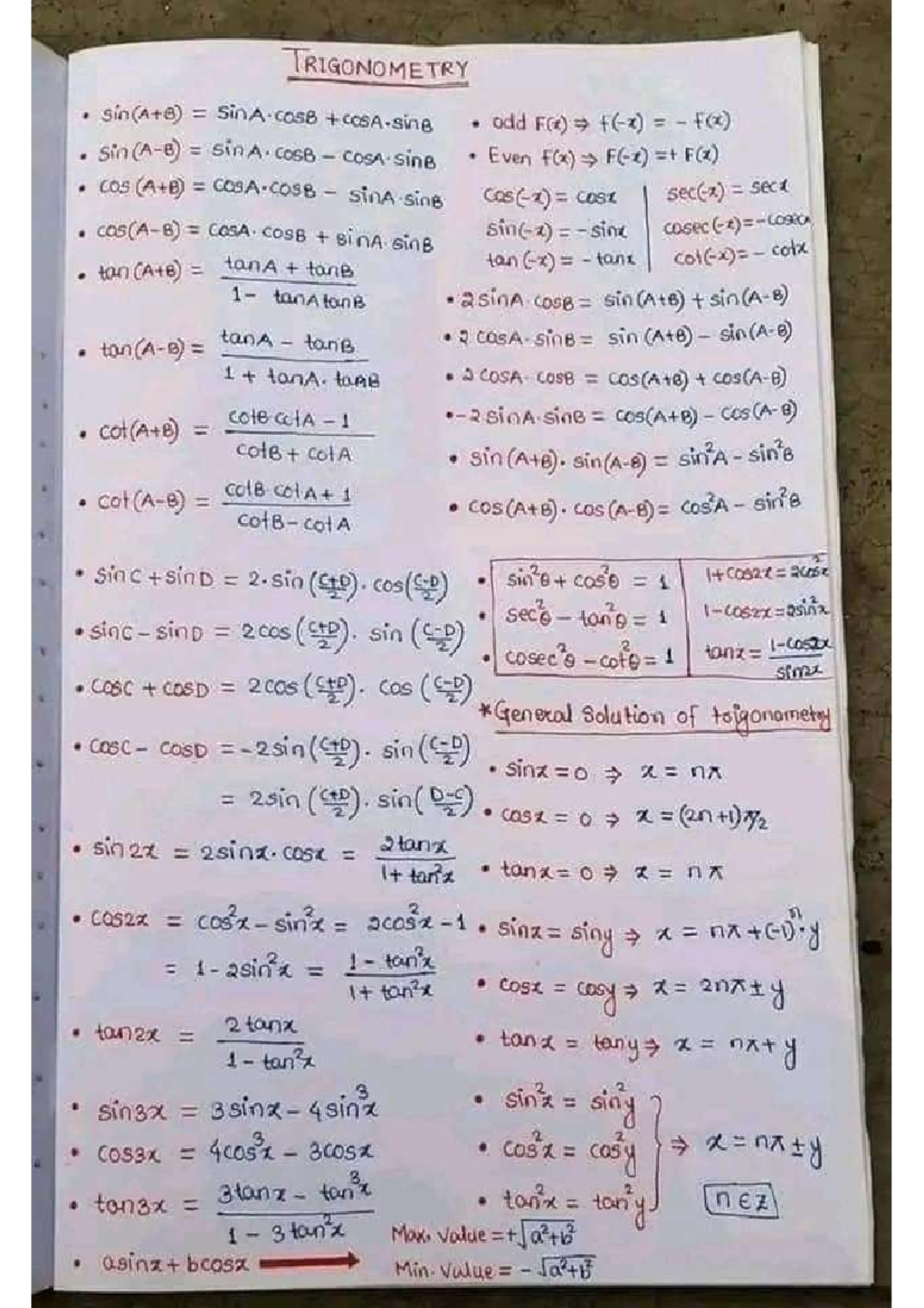 TRIGONOMETRY Basics: Key Concepts and Formulas - Studocu