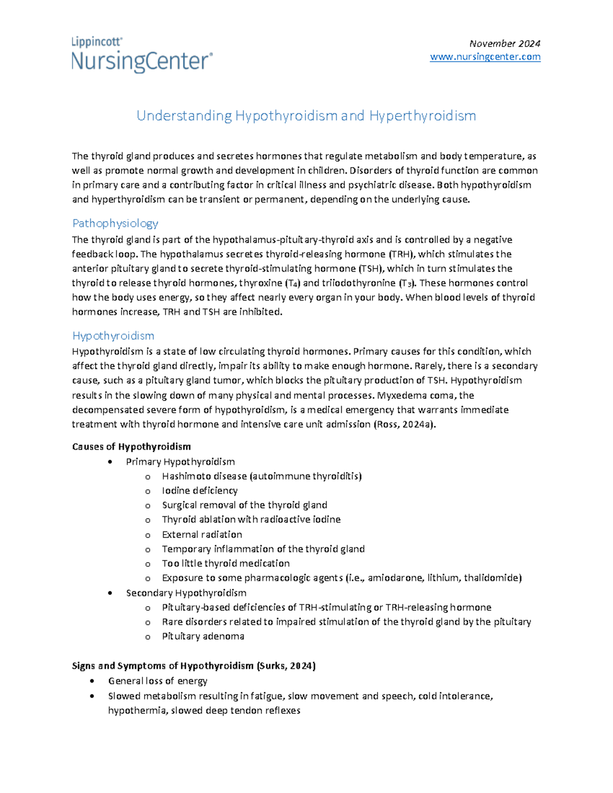 November 2024 Pocket Card: Understanding Hypothyroidism ...