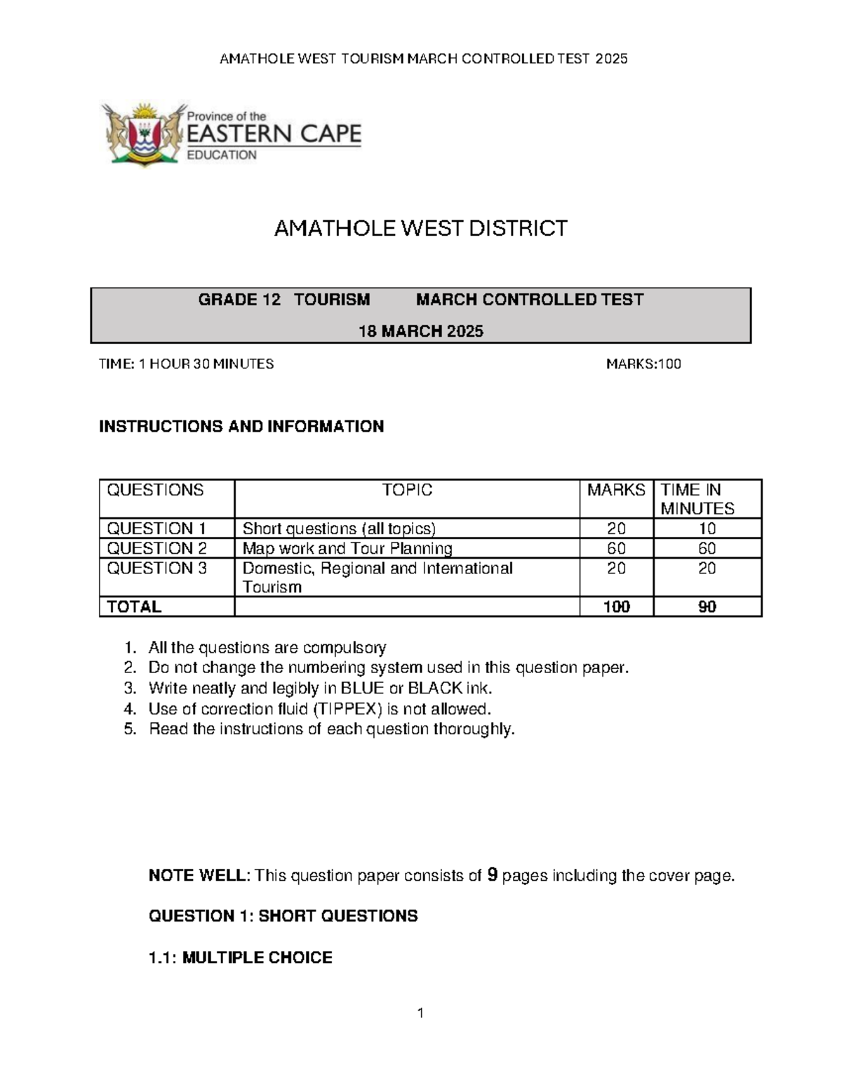 AMW TRSM GR 12 March Controlled Test Overview & Questions - Studocu