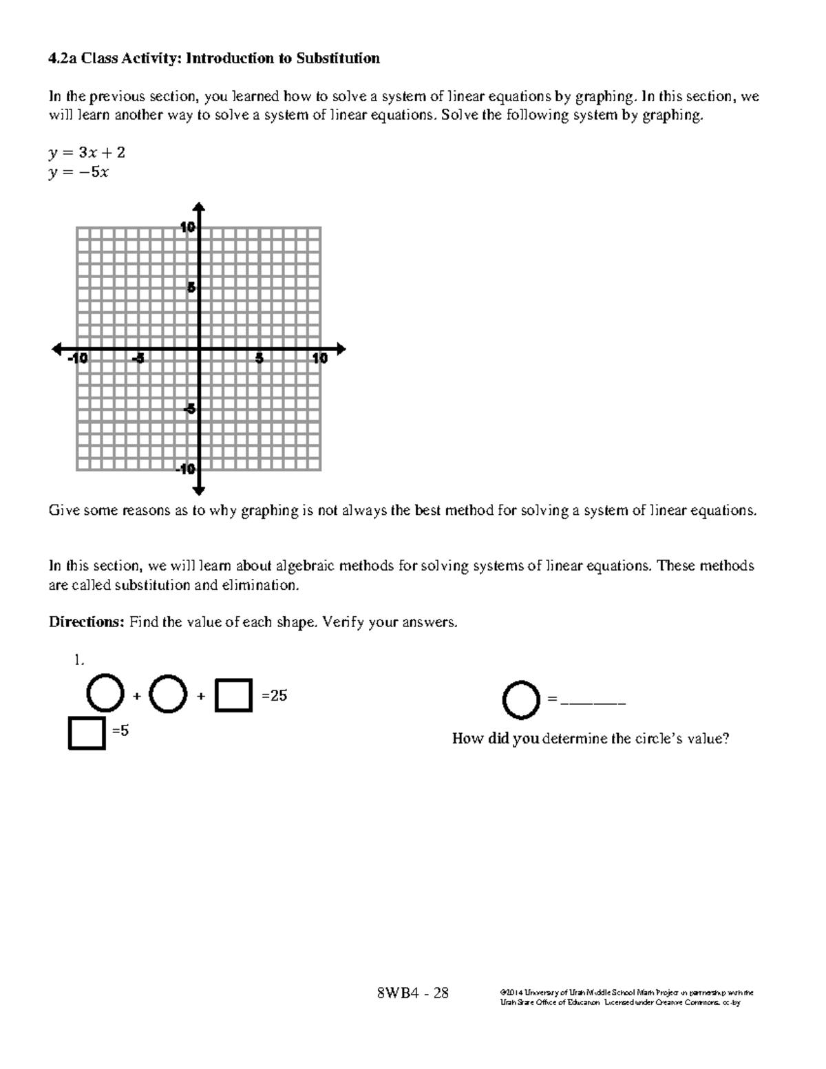 Substitution classwork - 4 Class Activity: Introduction to Substitution ...