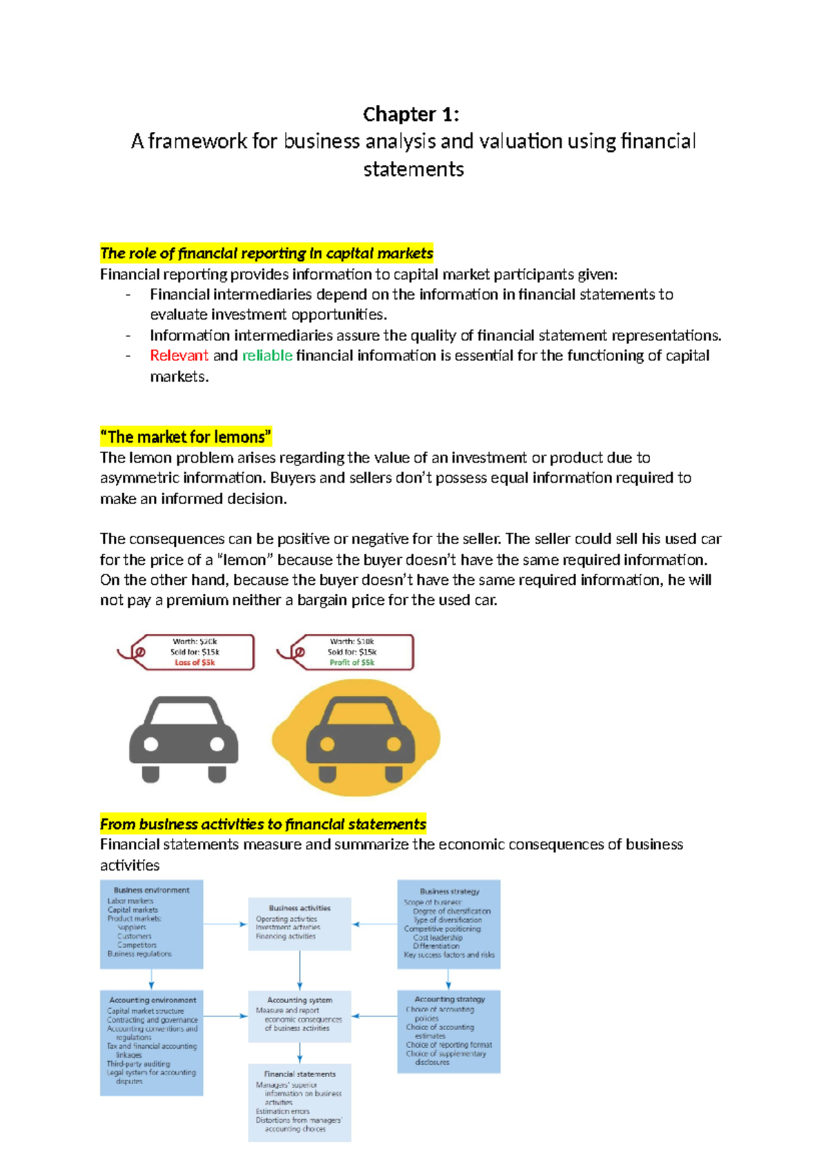 Analysis of Financial Statements: Chapter 1 Overview - Studeersnel