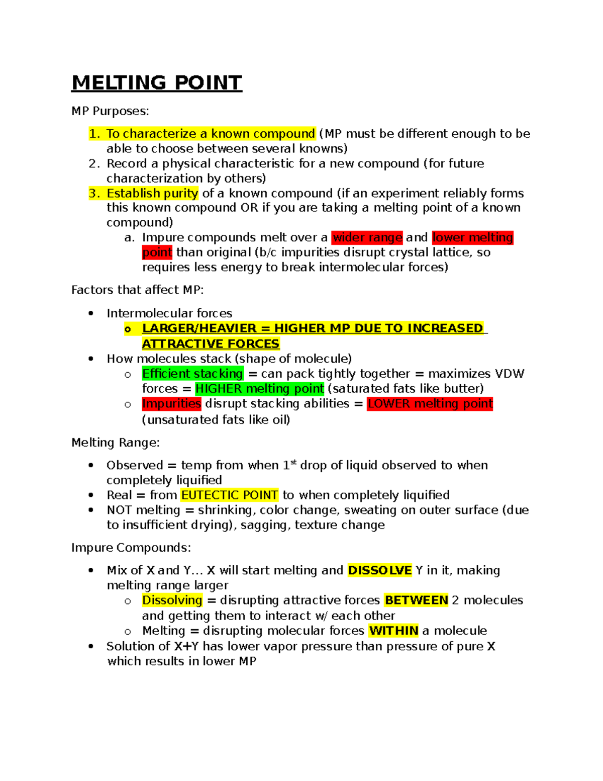 **CHEM 101 - Lab Lecture Notes on Melting Point and Recrystallization ...