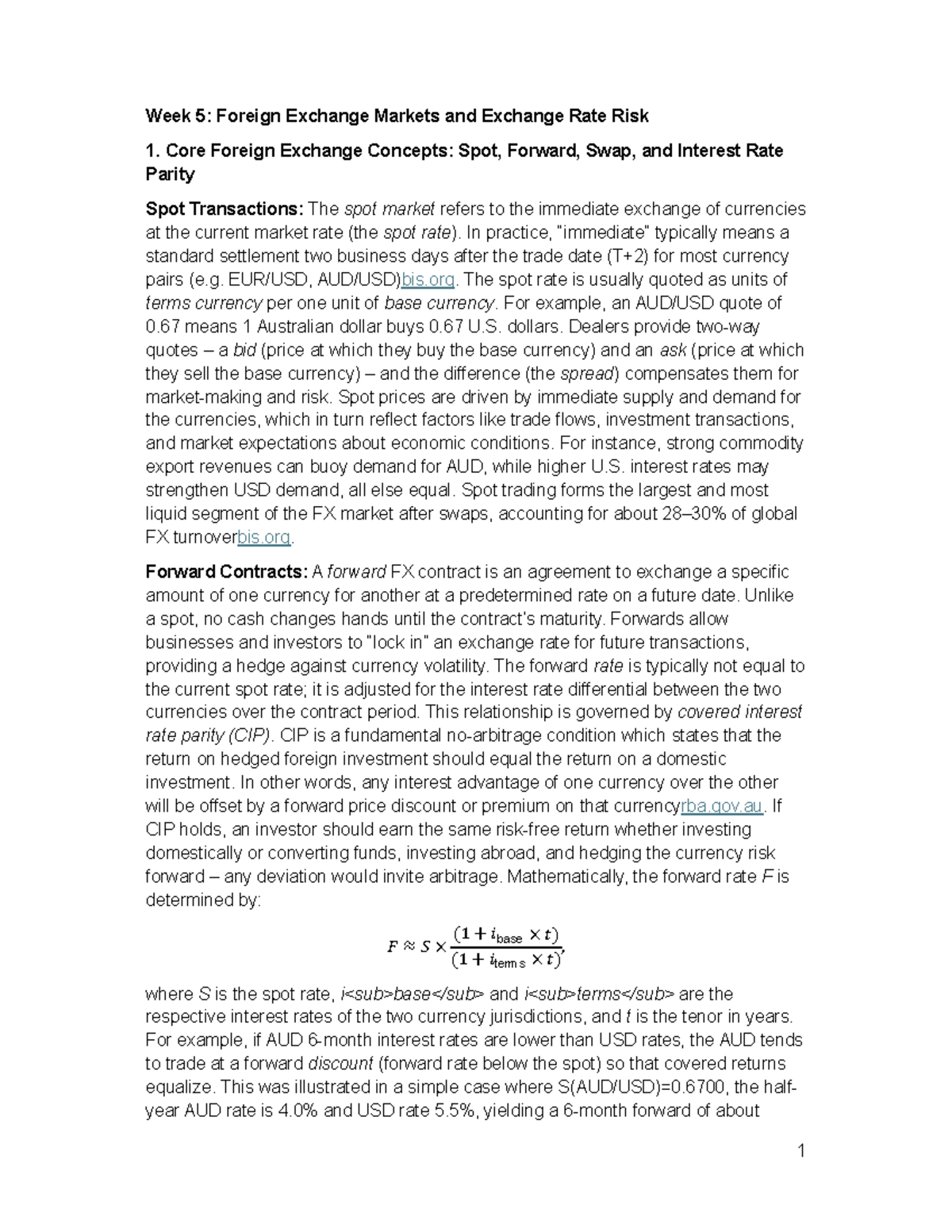 Week 5: FX Markets & Exchange Rate Risk - Key Concepts & Mechanisms ...