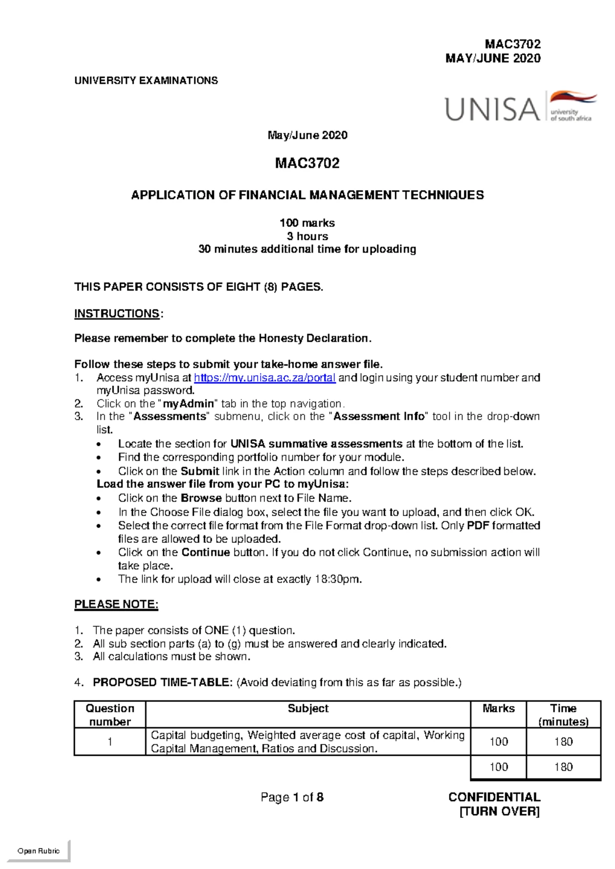 MAC3702 Assessment 2 - Semester 1 2024: WACC Calculations & Financial ...
