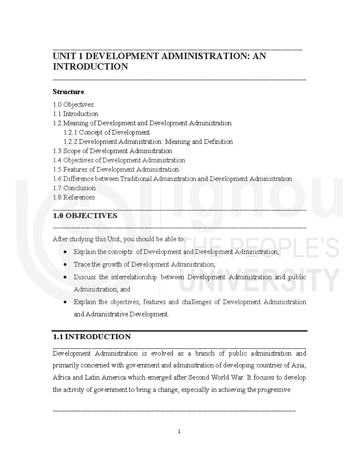 UNIT 1: INTRODUCTION TO DEVELOPMENT ADMINISTRATION - Studocu