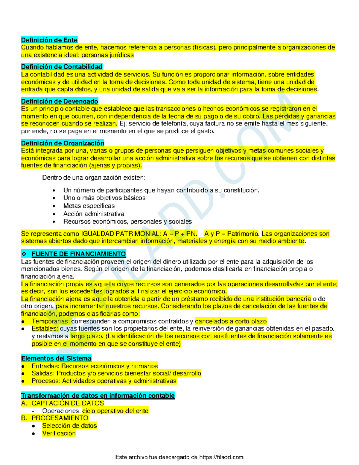Resumen Contable: Definiciones y Principios Clave - ULL - Studocu