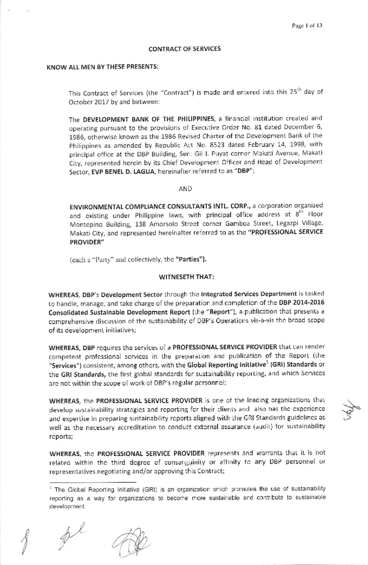 Contract SDR 2014 16 - Service Contrat - Paa. I ol 13 CONTRACT OF ...
