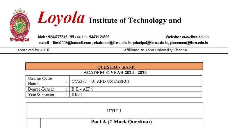 Question Bank (CCS370) - UI and UX Design: Academic Year 2024-2025 ...