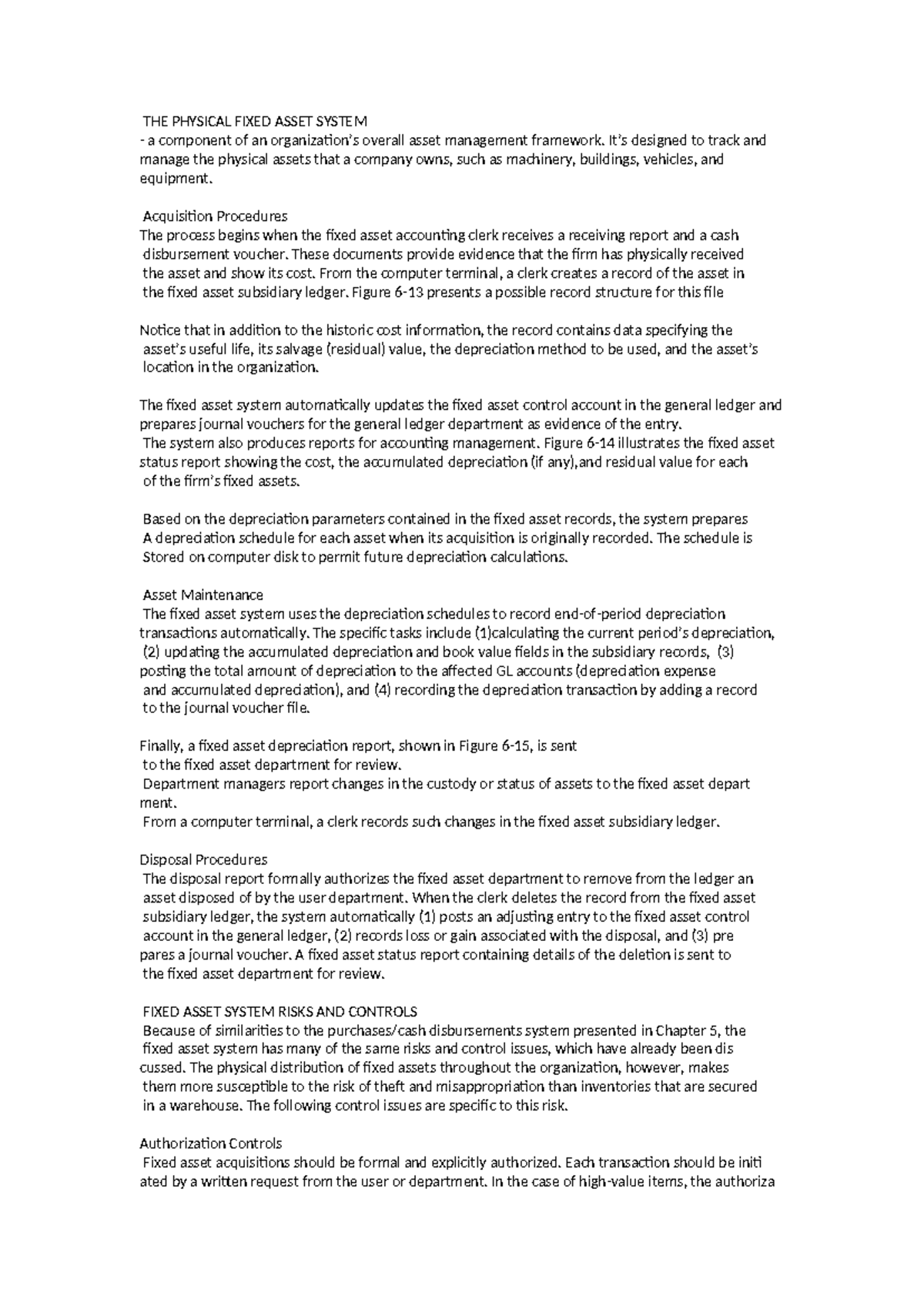 THE Physical Fixed Asset System - THE PHYSICAL FIXED ASSET SYSTEM a ...
