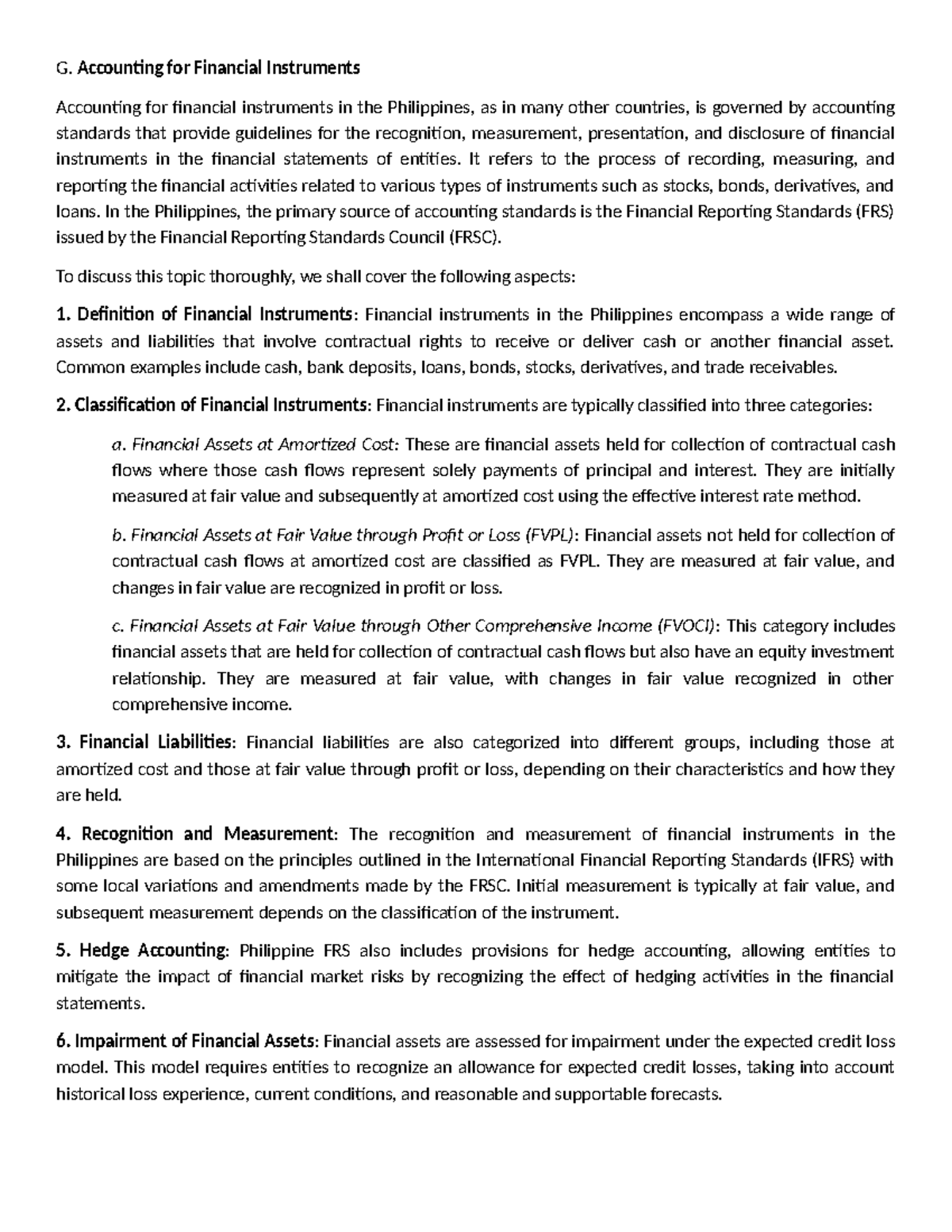 Accounting for Financial Instruments in the Philippines: FRS Overview ...