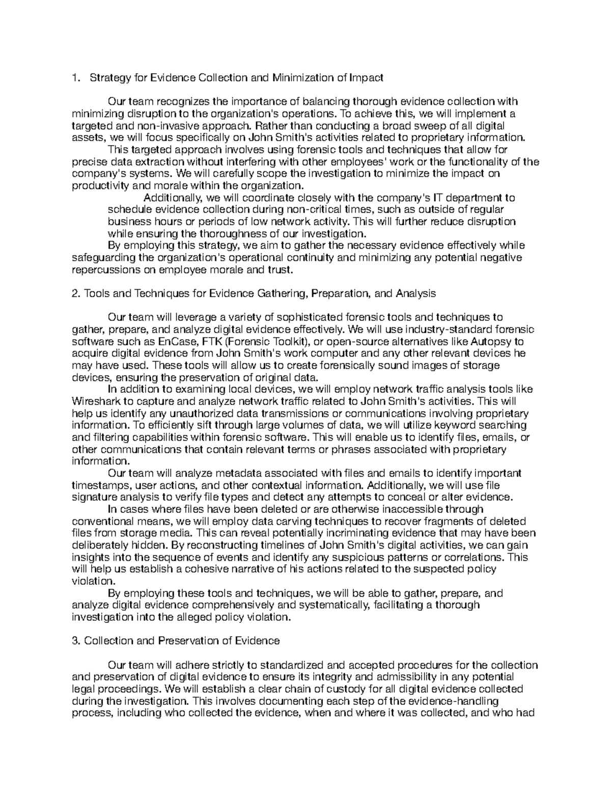 Digital Forensics Investigative Plan of Action - Task 1 Report - Studocu