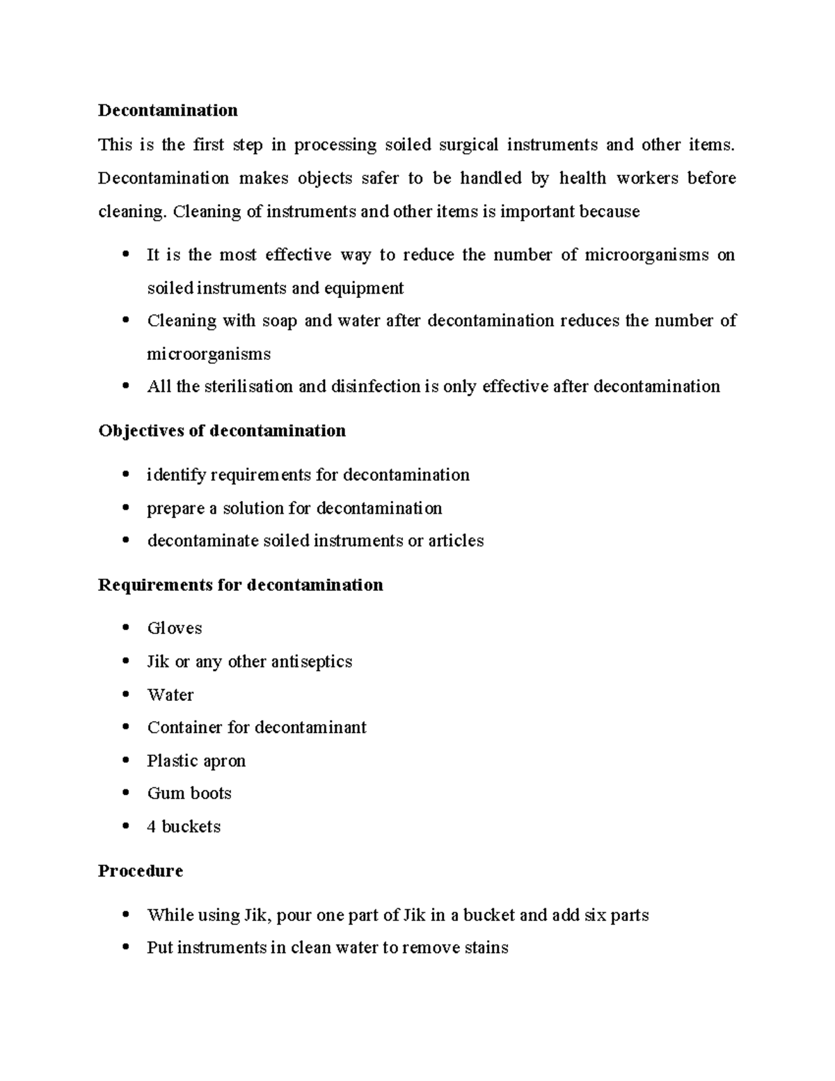 Decontamination Procedures for Surgical Instruments - Good Notes - Studocu