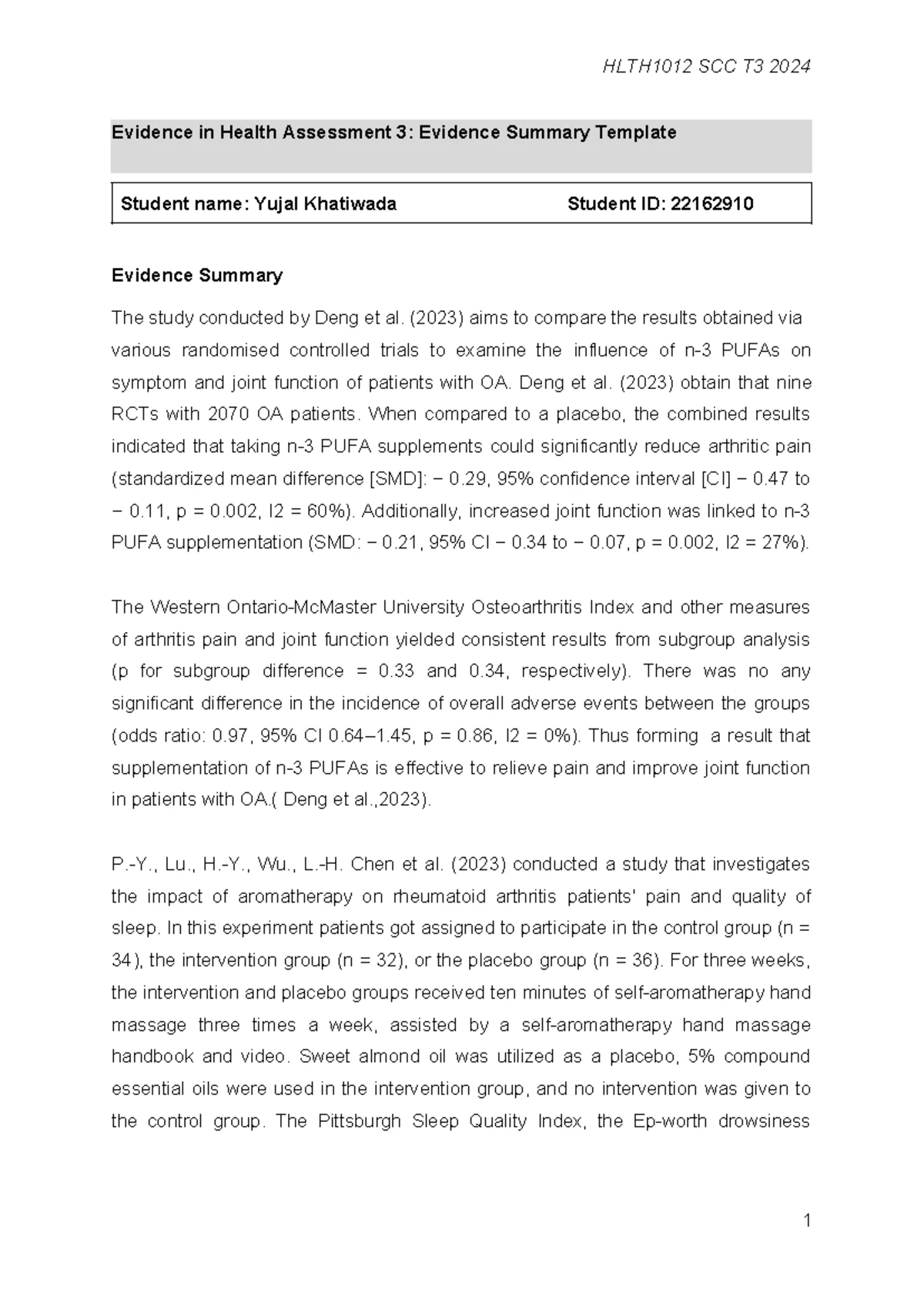 Reflective Summary Template for GCF in Health Professions - 050821 ...