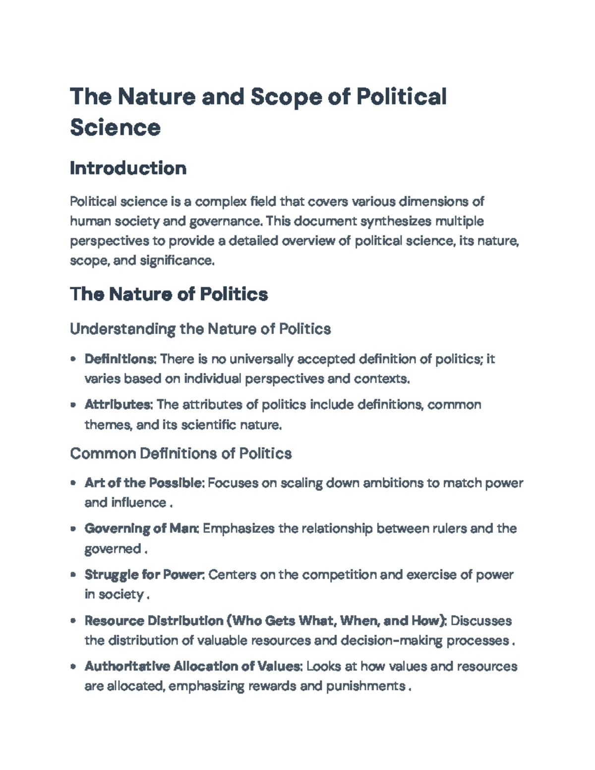 Nature and Scope of Political Science: Overview and Insights - The ...