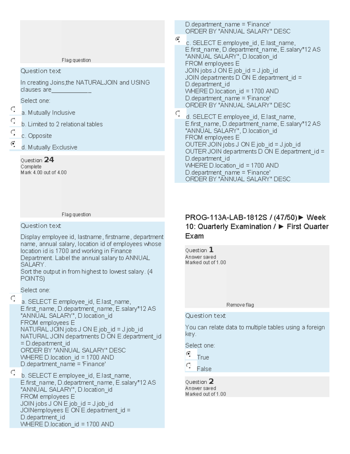 SQL Commands Exam Review for PROG-113A-LAB-1812S - Studocu