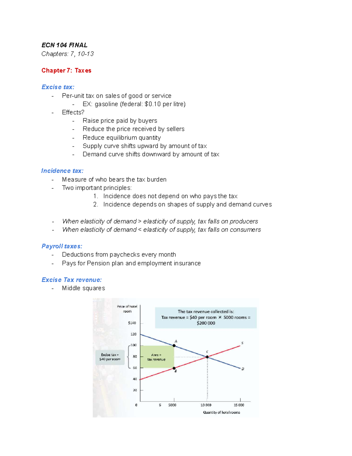 ECN 104 FINAL Exam Notes: Taxes, Supply, and Competition Concepts - Studocu