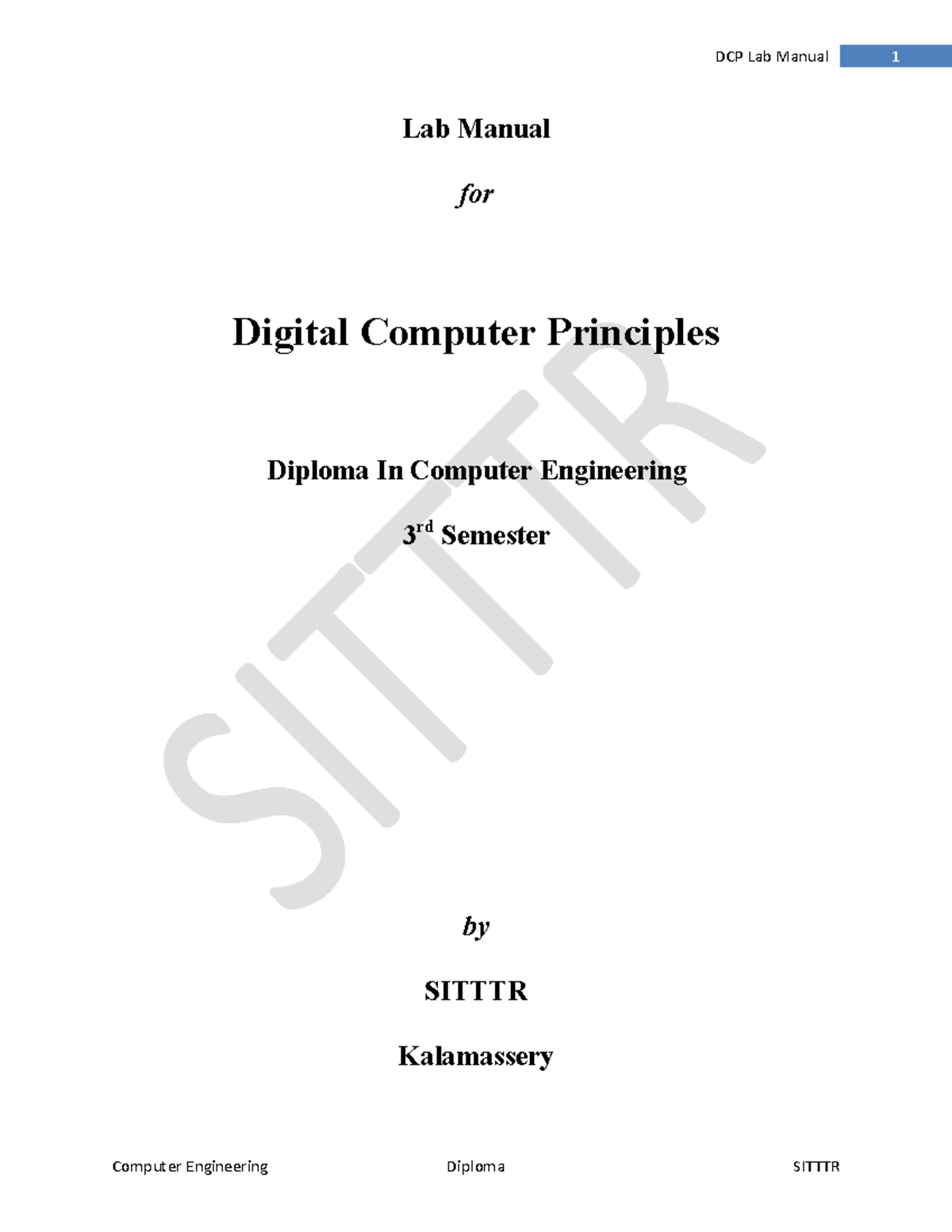 Lab Manual for Digital Computer Principles (3138) - Diploma 3rd Sem ...
