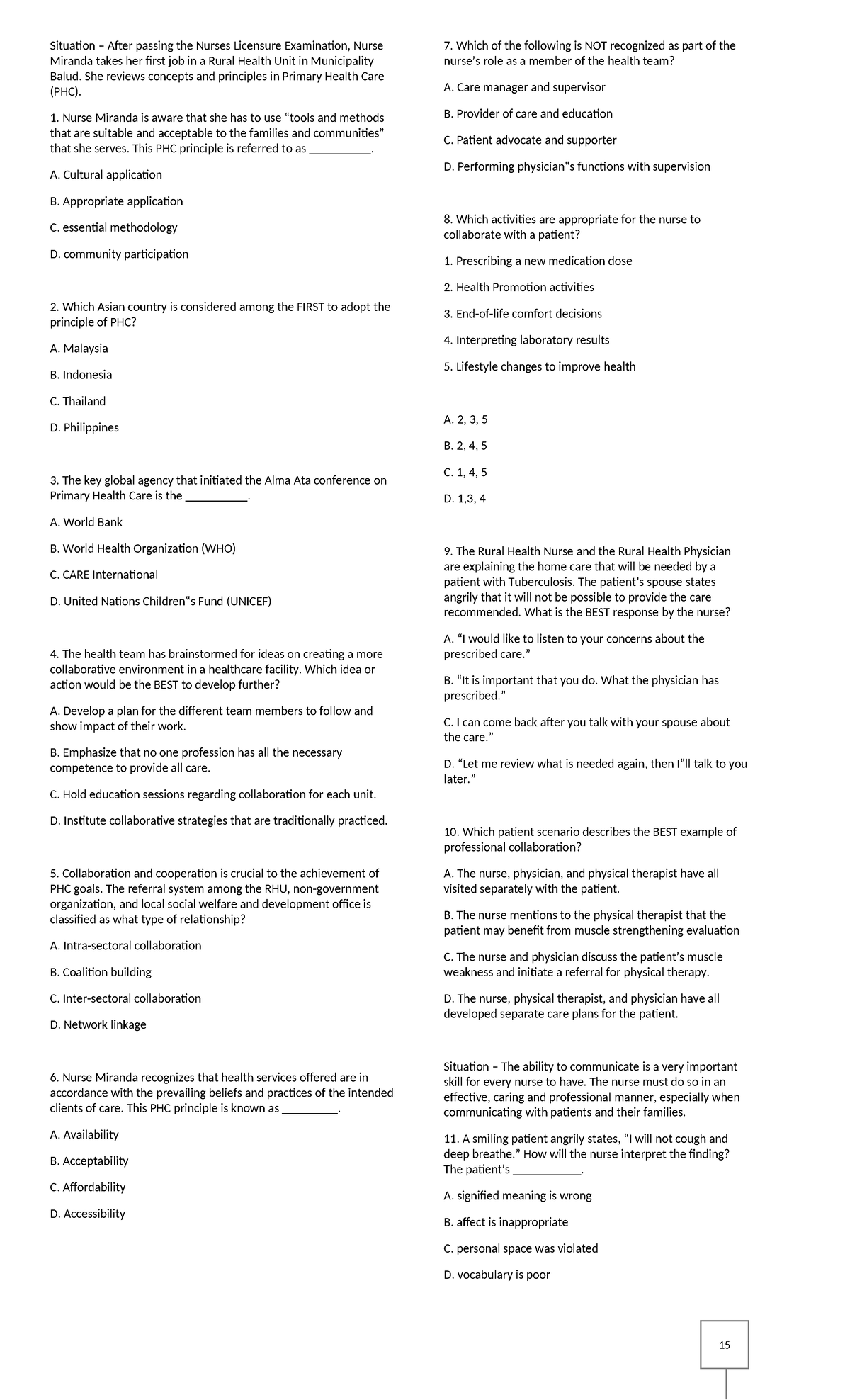 R1 NP1 - RN 1 Reviewer: Primary Health Care Concepts and Nursing Roles ...