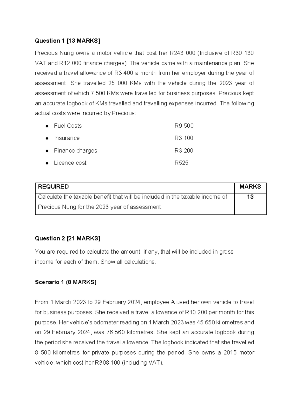 Allowance TUT Question: Taxable Benefit Calculations for 2023 - Studocu