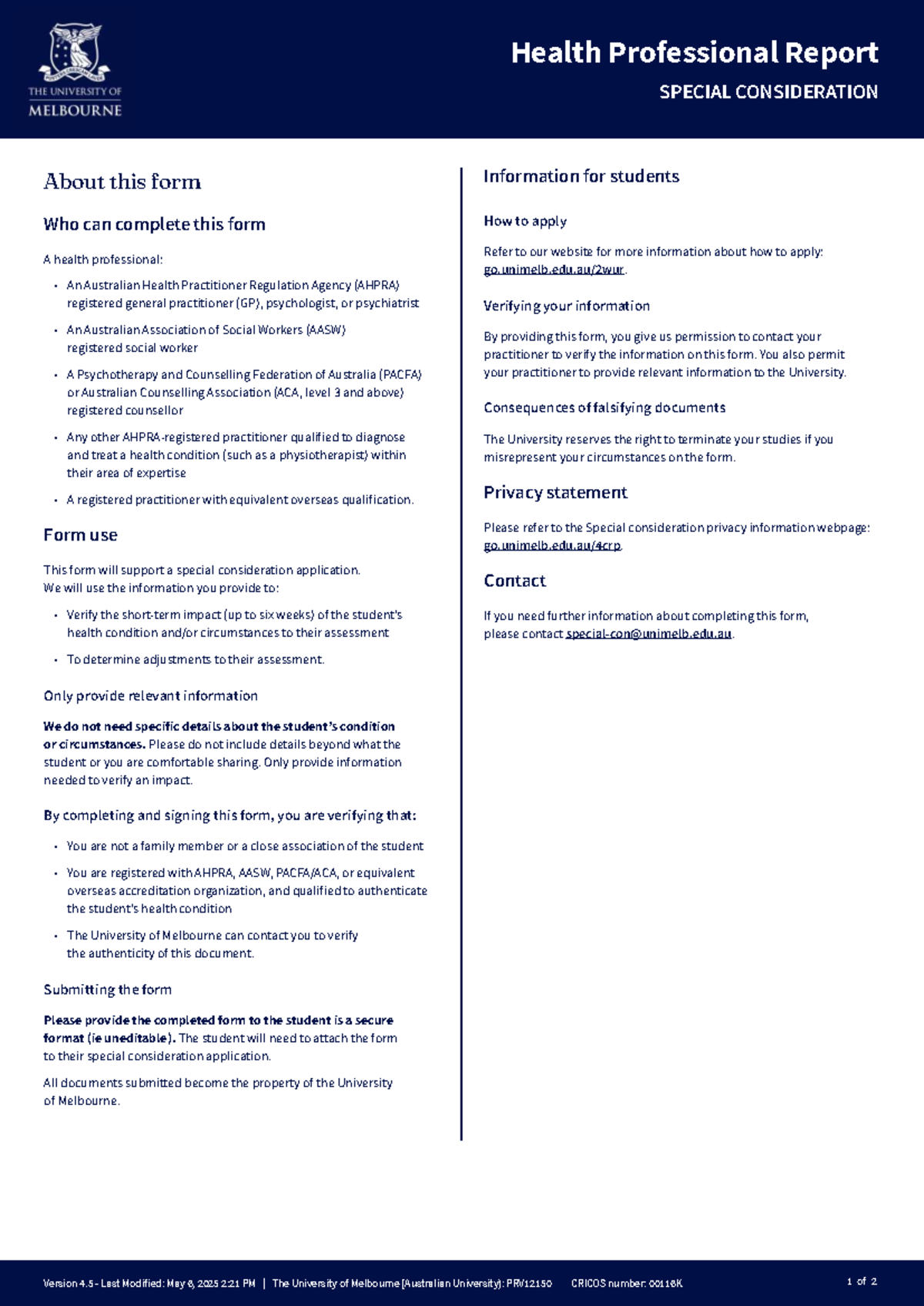 S1-25 Special Consideration HPR Form v5 - Version 4 - Last Modified ...