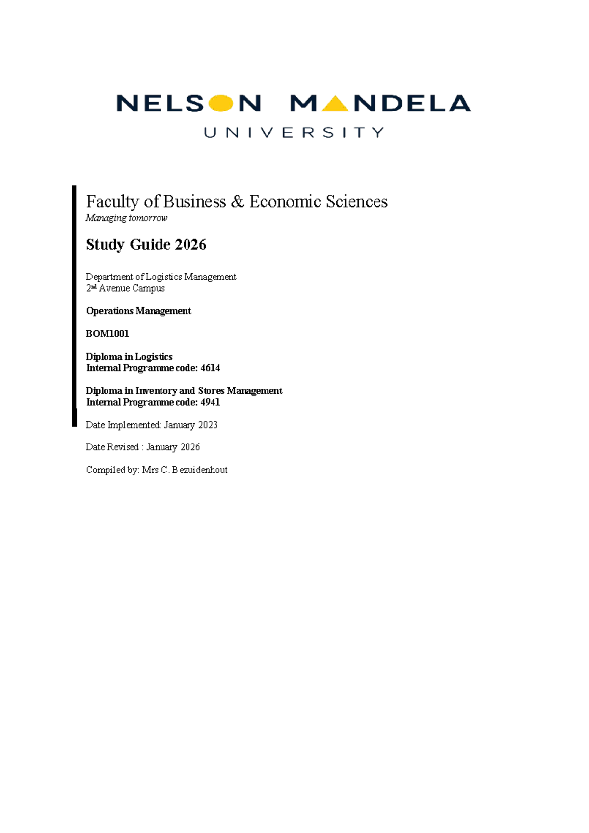 BOM1001 Operations Management Study Guide 2026: Key Concepts & Learning ...