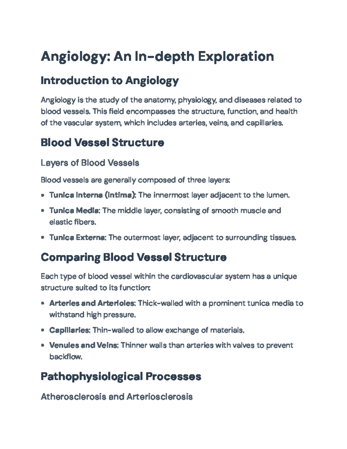 Angiology 101: Blood Vessel Structure & Cardiovascular Diseases - Studocu