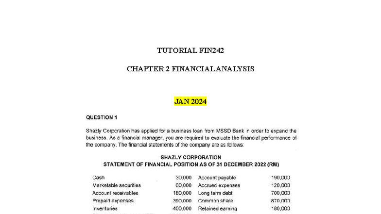 Tutorial Fin242 Chapter 3 Diploma In Business Studies Tutorial Fin2