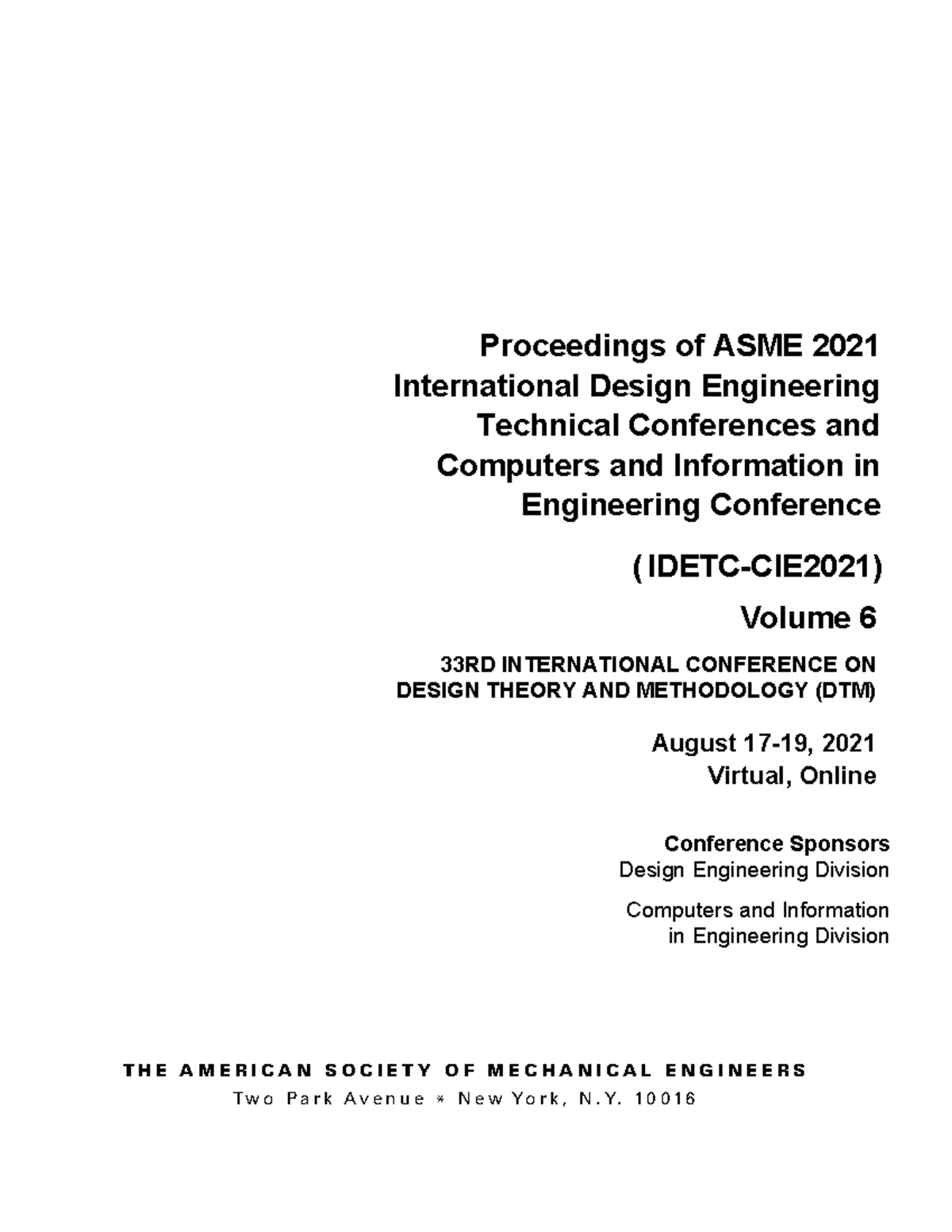 ASME 2021 DTM 33rd International Conference Proceedings - Studocu