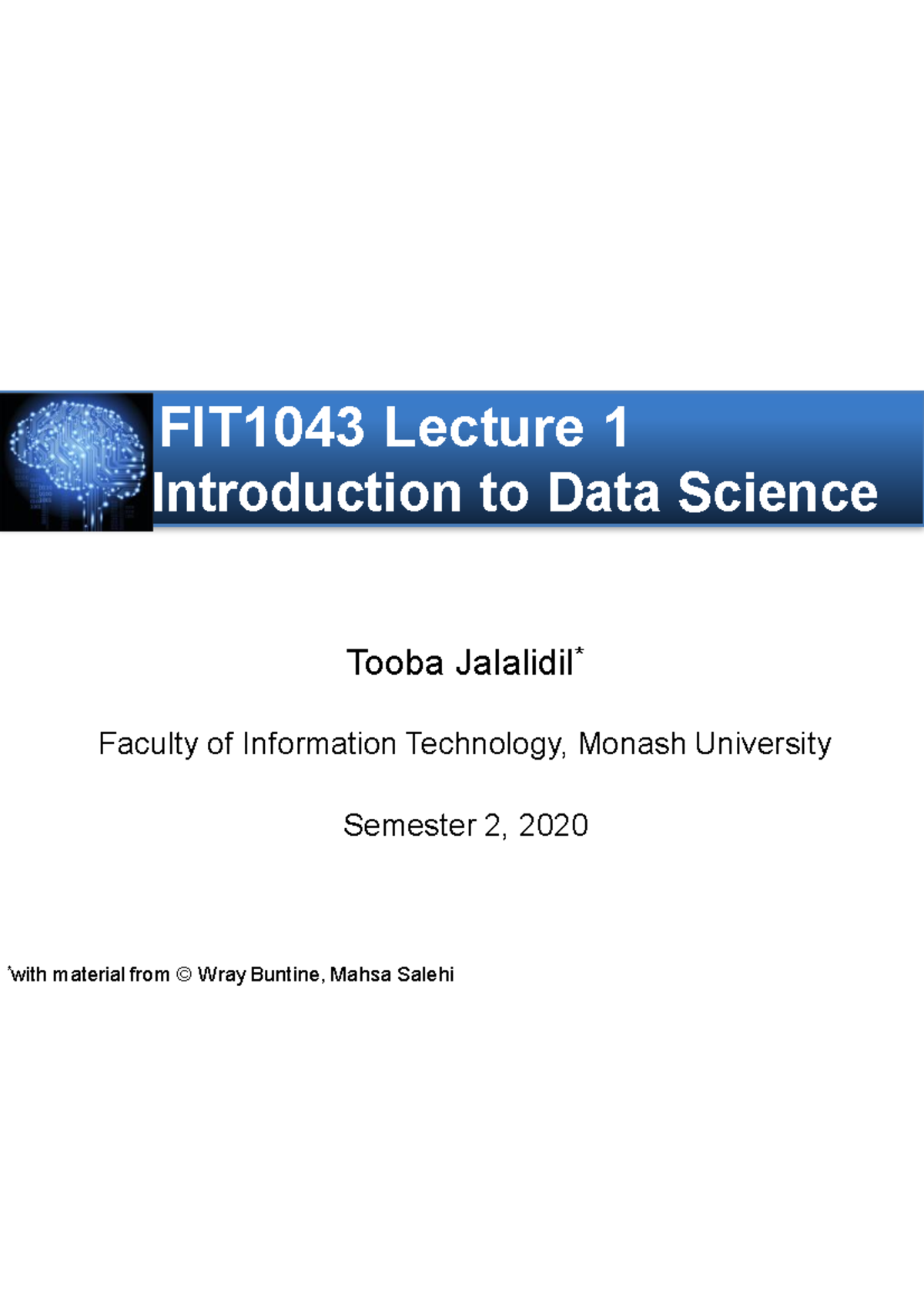 FIT 1043 Lecture Notes: Introduction to Data Science Overview - Studocu