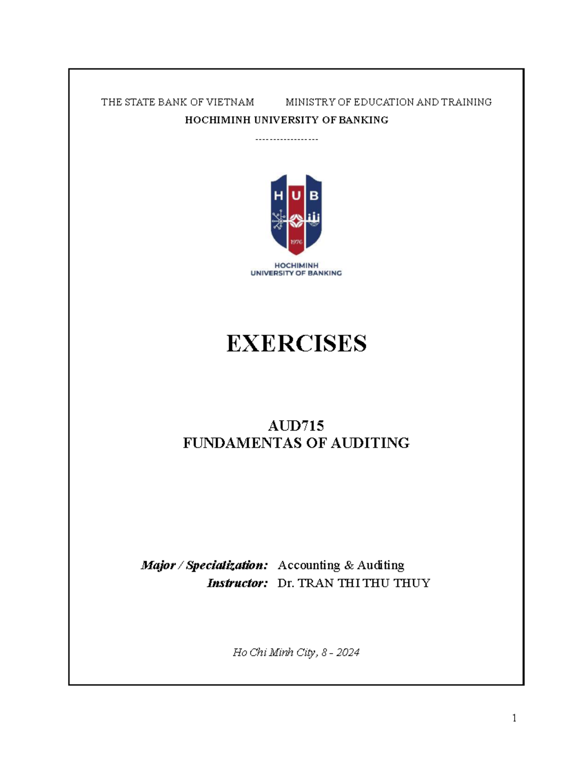Exercises - ACC715 Fundamentals of Auditing - Studocu
