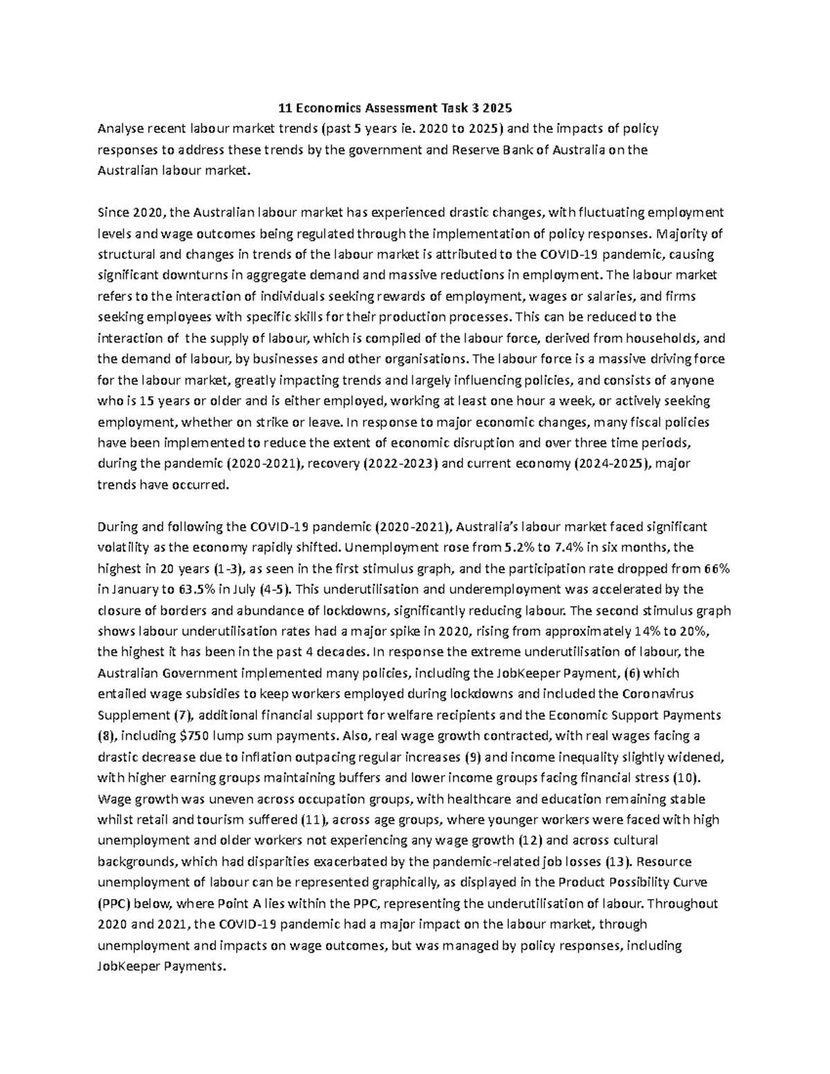 11 Economics Assessment Task 3 2025 - Analysis of Labour Market Trends ...