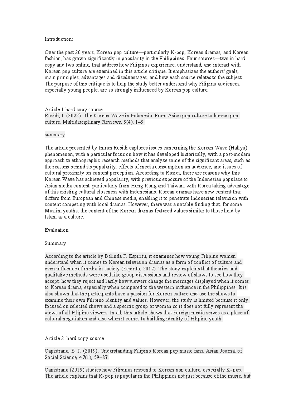 Korean Pop Culture in the Philippines: A Critical Article Review - Studocu