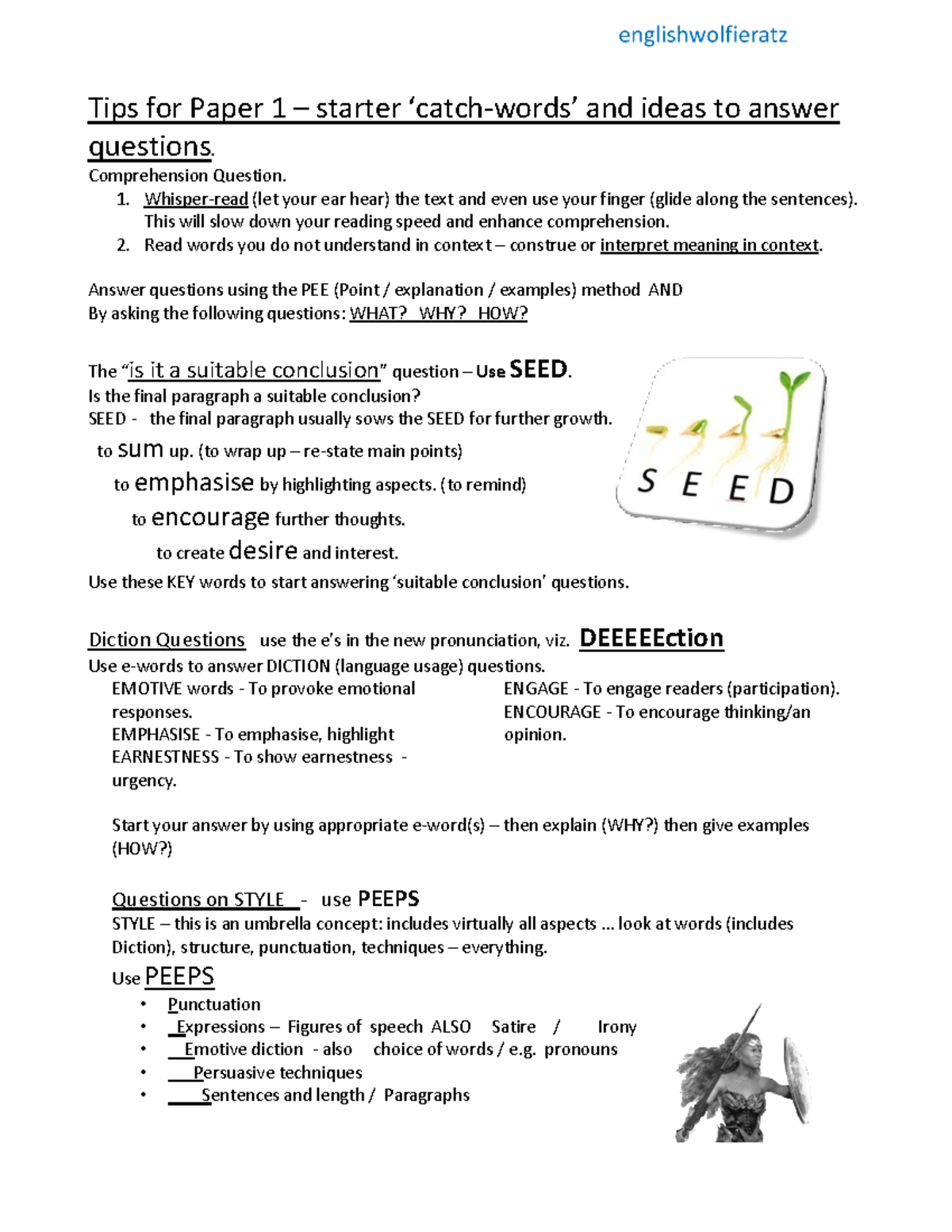Effective Tips for HL Paper 1 - Comprehension & Style Techniques - Studocu