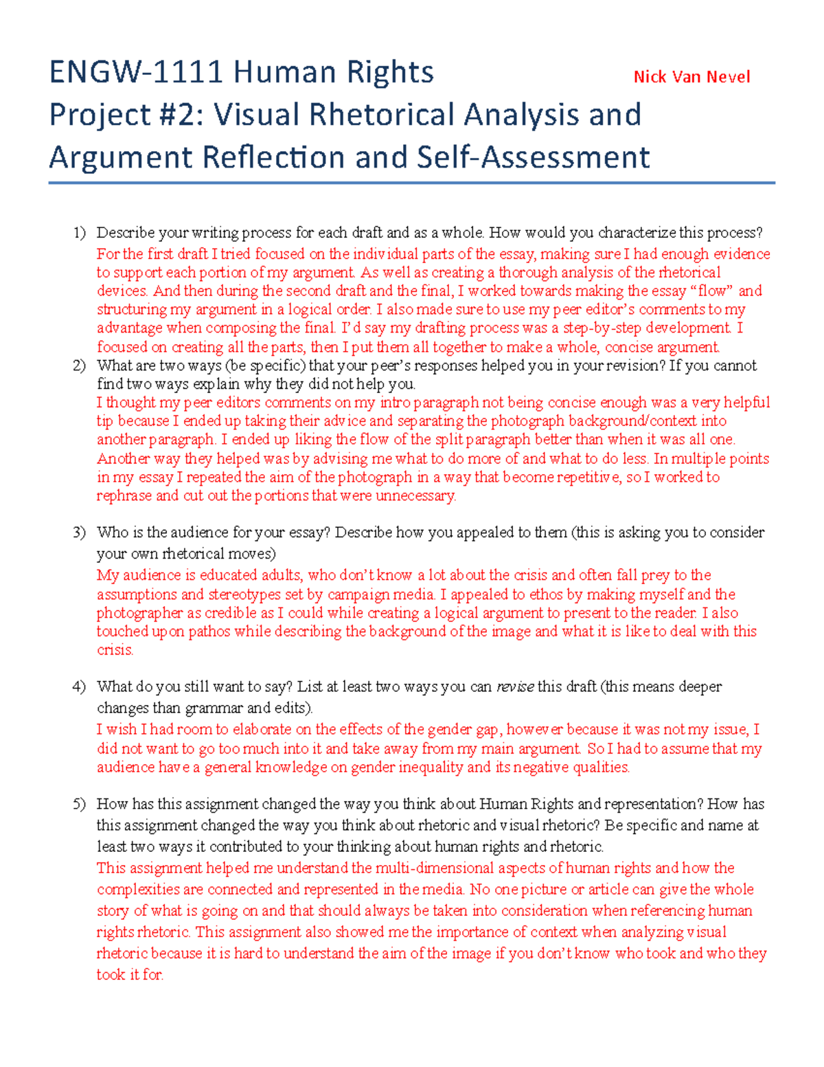 Project 2 Reflection - Grade: A - ENGW-1111 Human Rights Nick Van Nevel ...