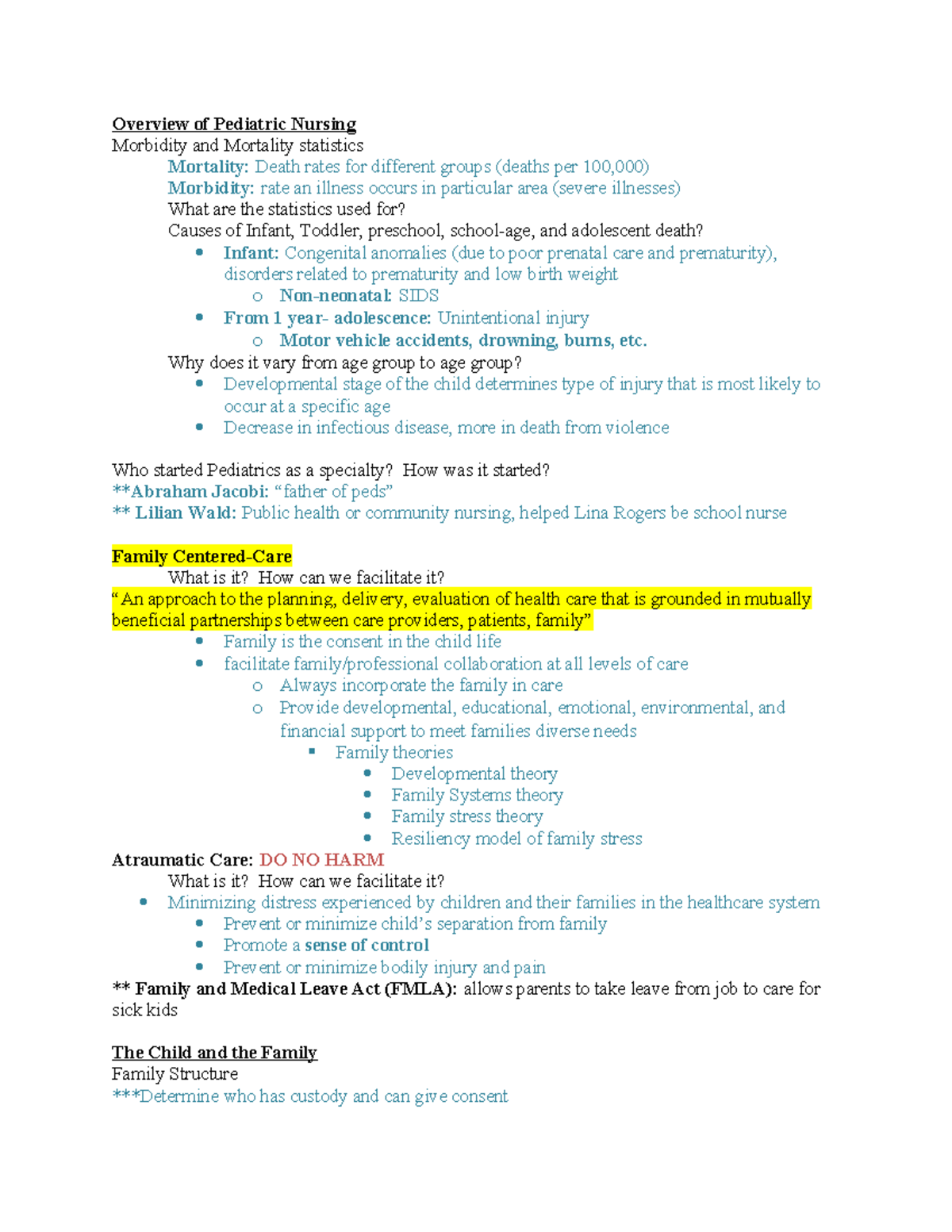 PEDS 101: Comprehensive Study Guide on Pediatric Nursing Concepts - Studocu