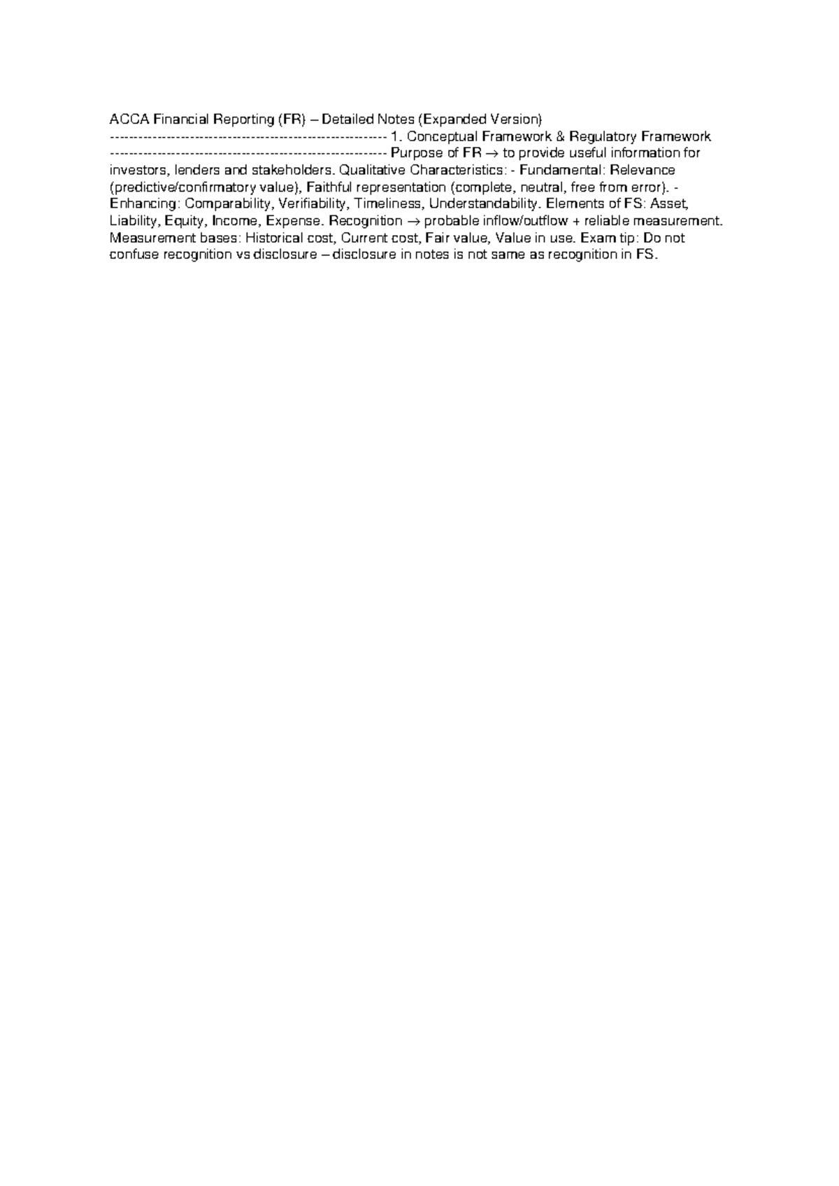 ACCA FR Detailed Notes: Comprehensive Study Guide for Financial ...