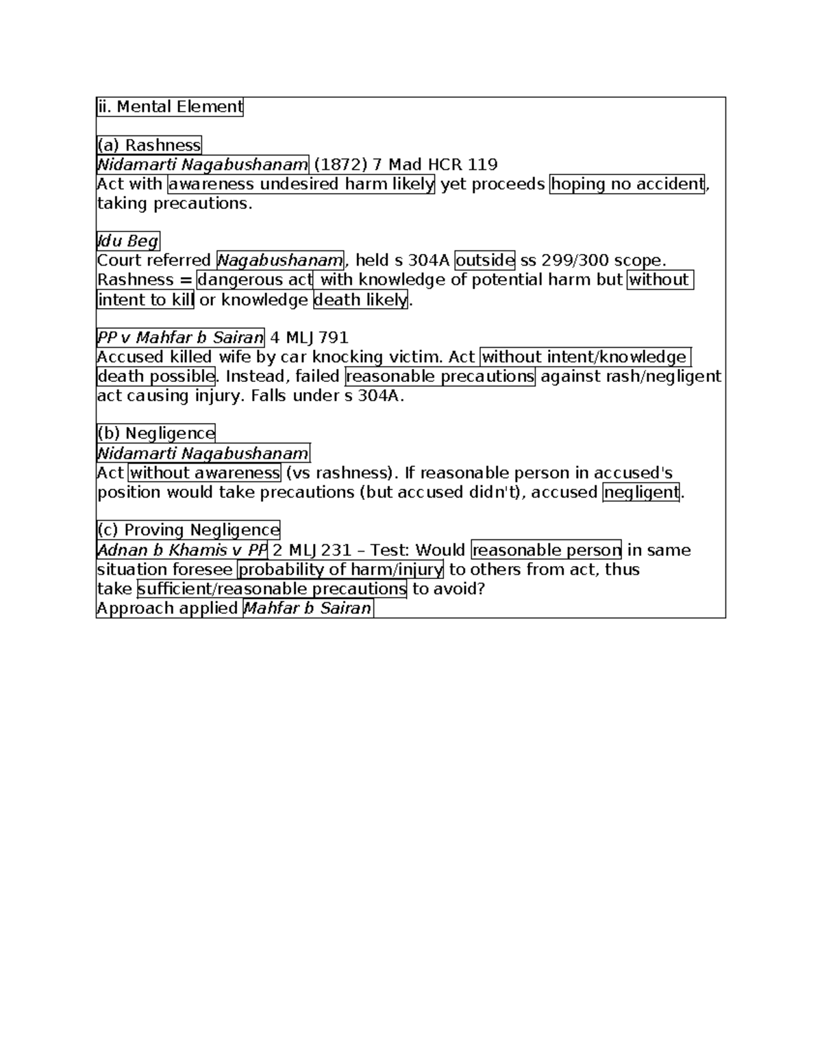Mens Rea: Short Notes on Rashness & Negligence in Criminal Law - Studocu