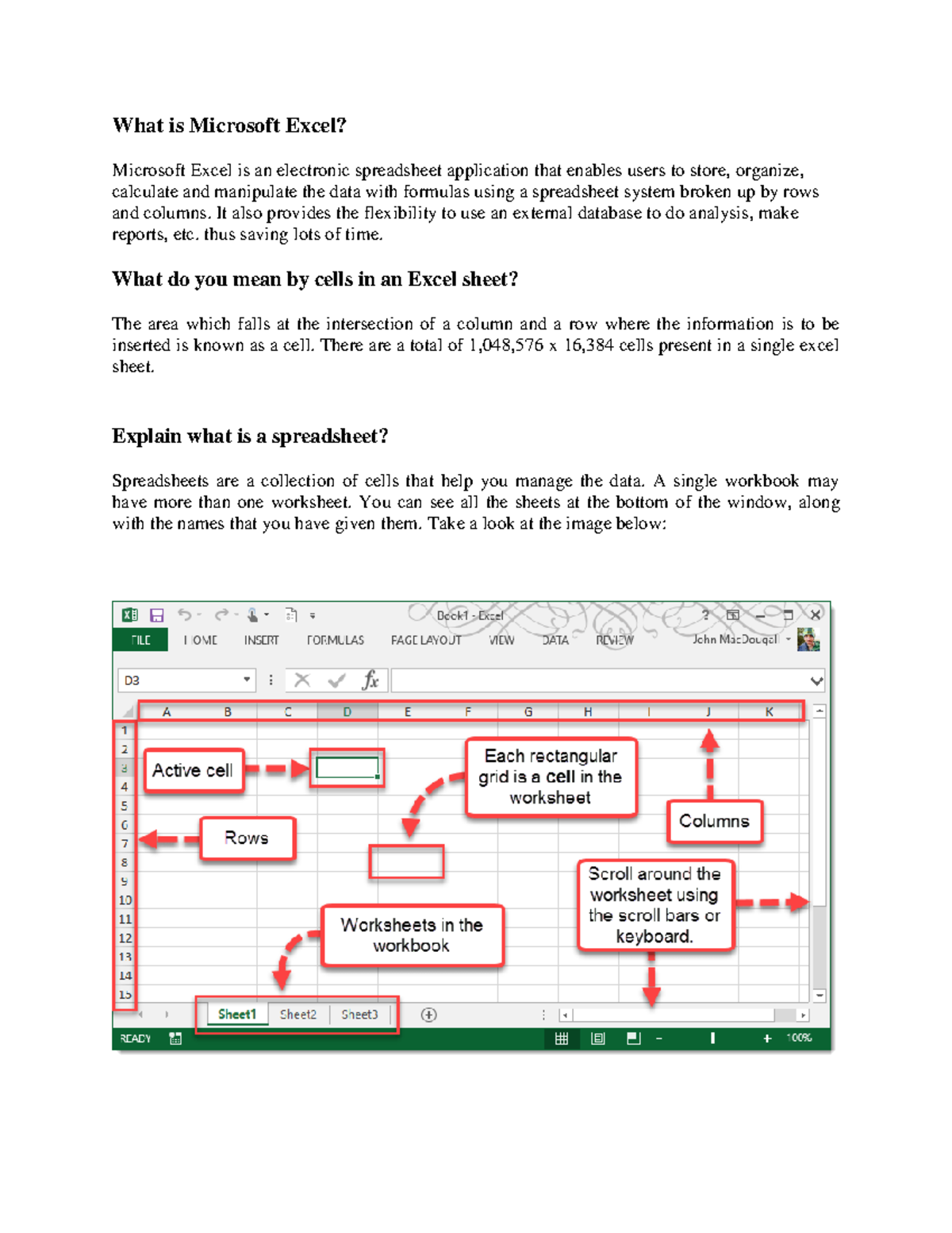 Excel page1 - required question - What is Microsoft Excel? Microsoft ...