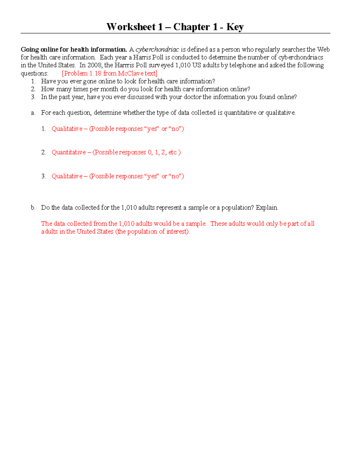 C1 - Worksheet 1 - Chapter 1 Solutions and Key Insights - Studocu