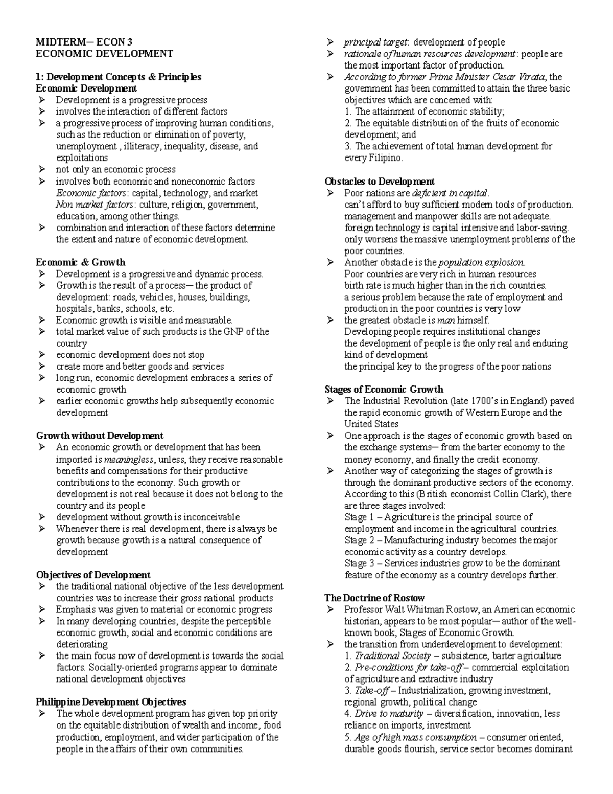 Econ 3: Chapter 1 - MIDTERM─ ECON 3 ECONOMIC DEVELOPMENT 1: Development ...