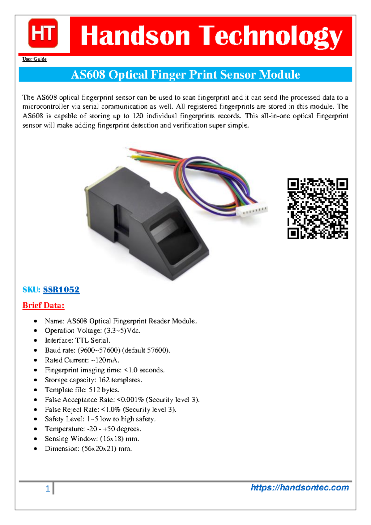 AS608 Optical Fingerprint Sensor Module User Guide and Setup ...