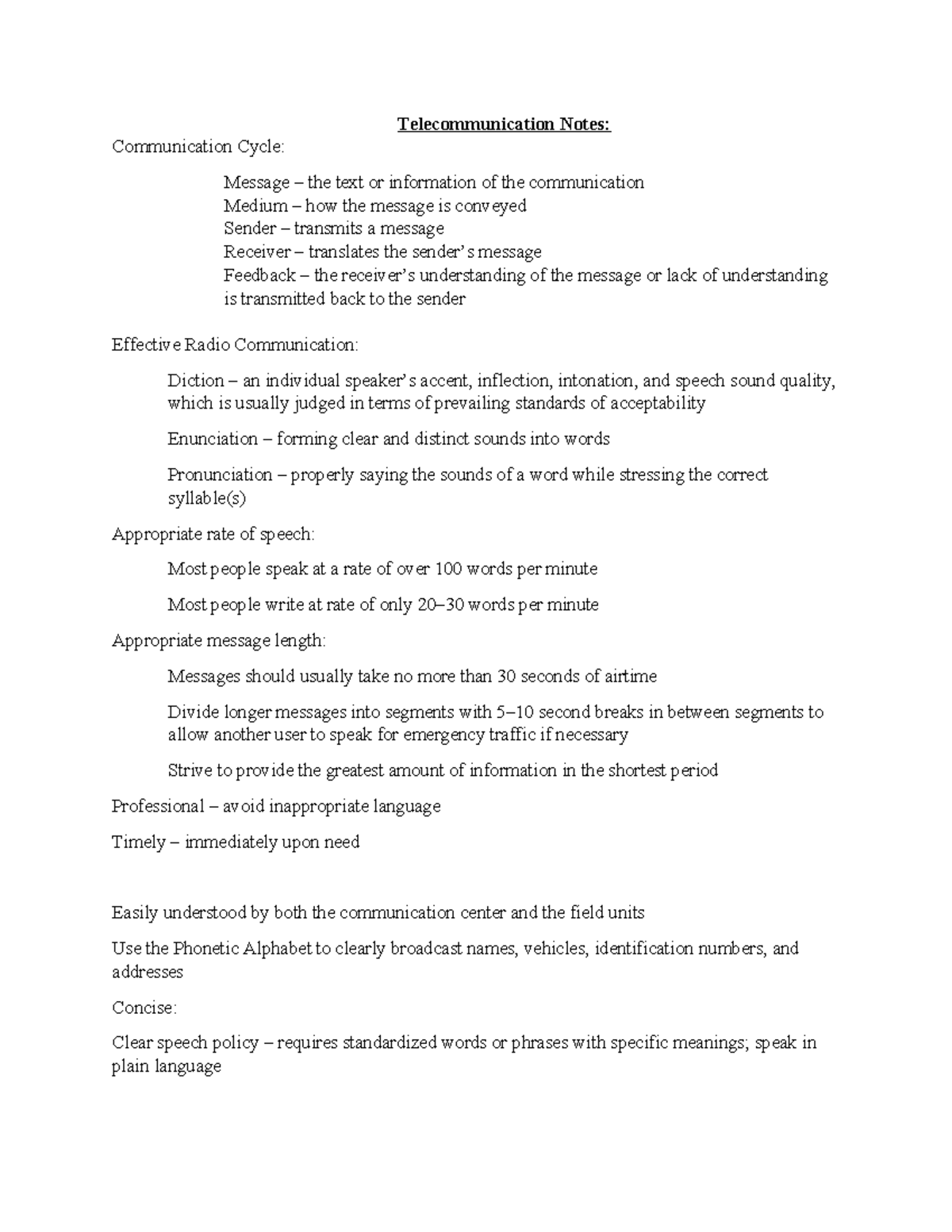Telecommunication Notes: Effective Radio & MDT Procedures (LE) - Studocu