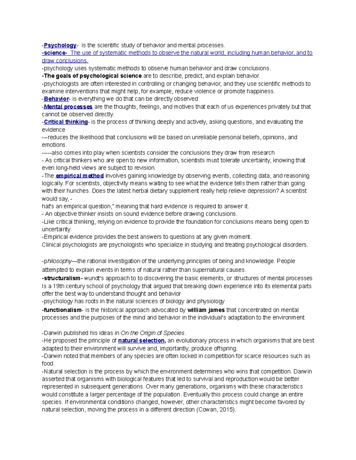 Psychology 101: Chapter 1 Notes on Behavior and Mental Processes - Studocu